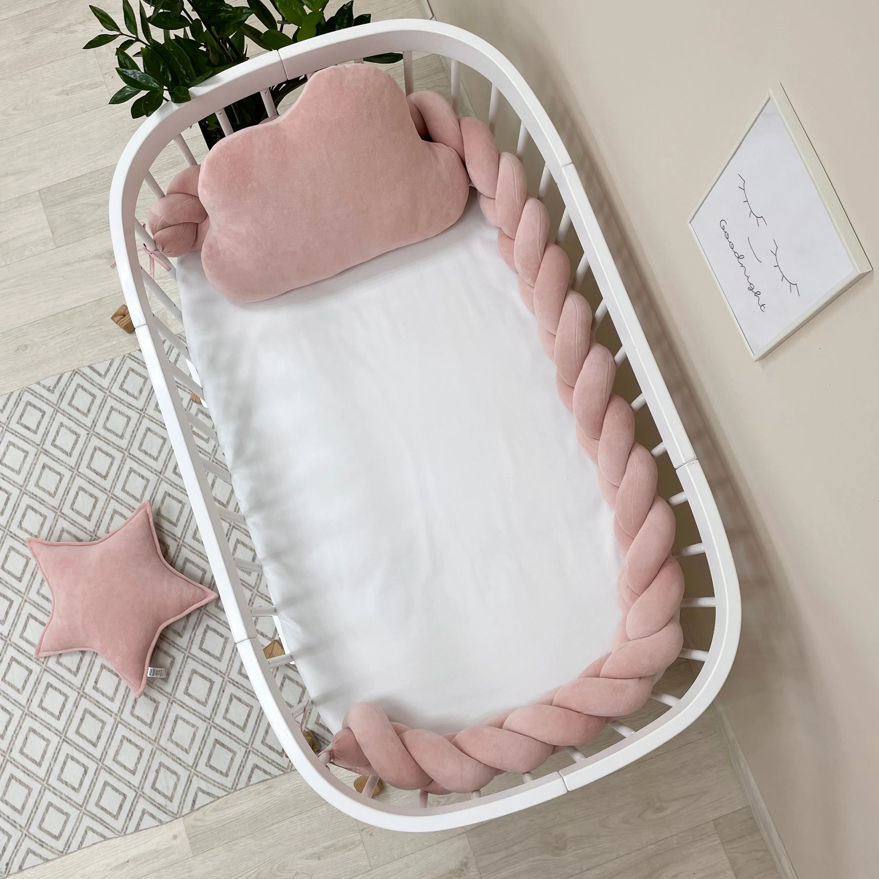 Braided Protective Velour Bumper Pink