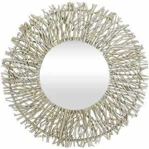 Branches Contemporary Wall Mirror in Silver, 34"