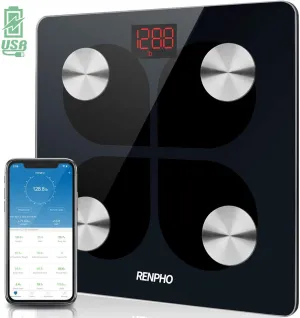 Brand new in box! RENPHO Bluetooth Rechargeable Smart Scale Digital Weight BMI Scale Smartphone Model: ES-28ML (Black)