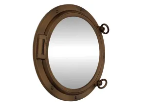 Bronzed Porthole Mirror 17"