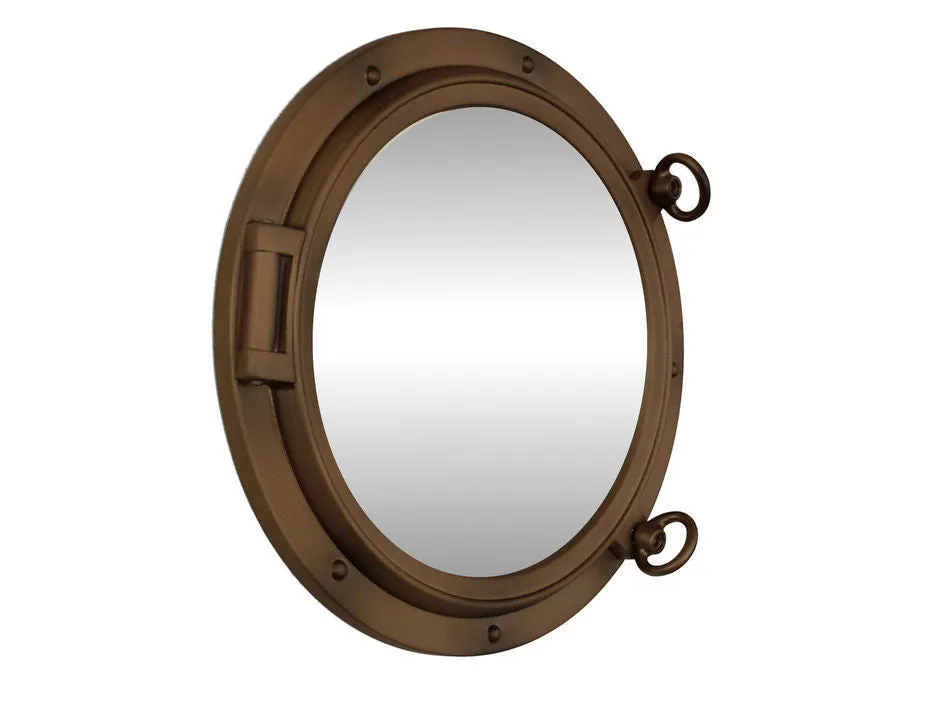 Bronzed Porthole Mirror 17"