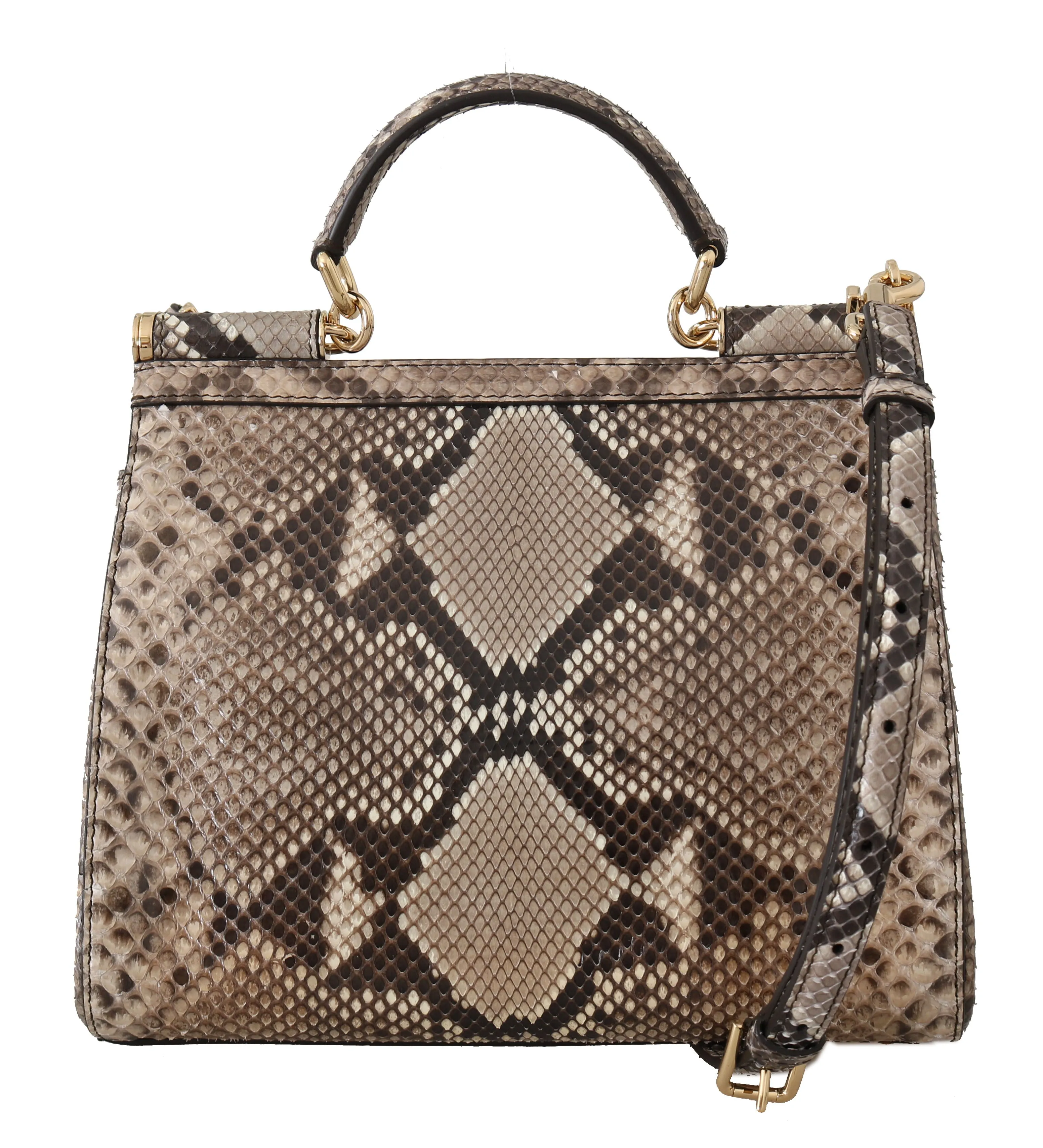 Brown MISS SICILY Python Snakeskin Hand Shoulder Bag