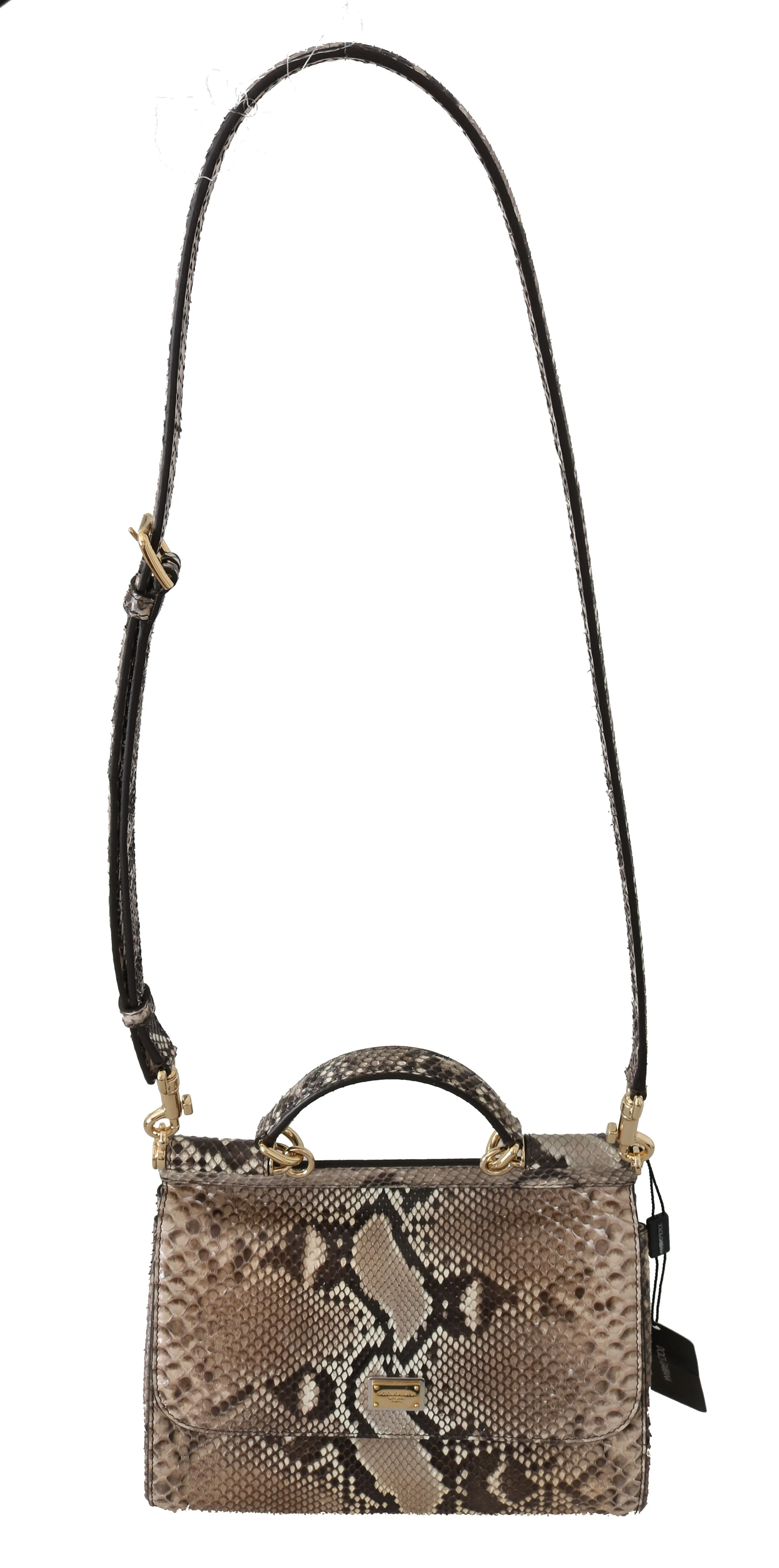 Brown MISS SICILY Python Snakeskin Hand Shoulder Bag