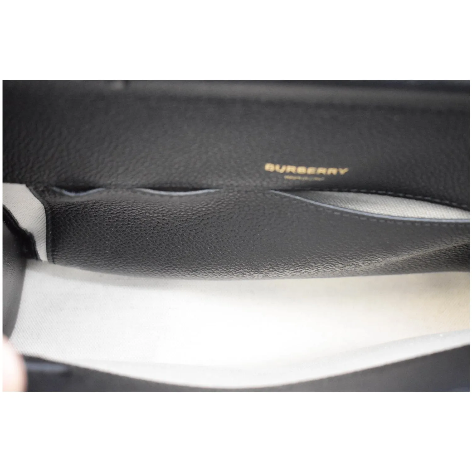 BURBERRY Mini Title Grainy Leather Top Handle Crossbody Bag Black