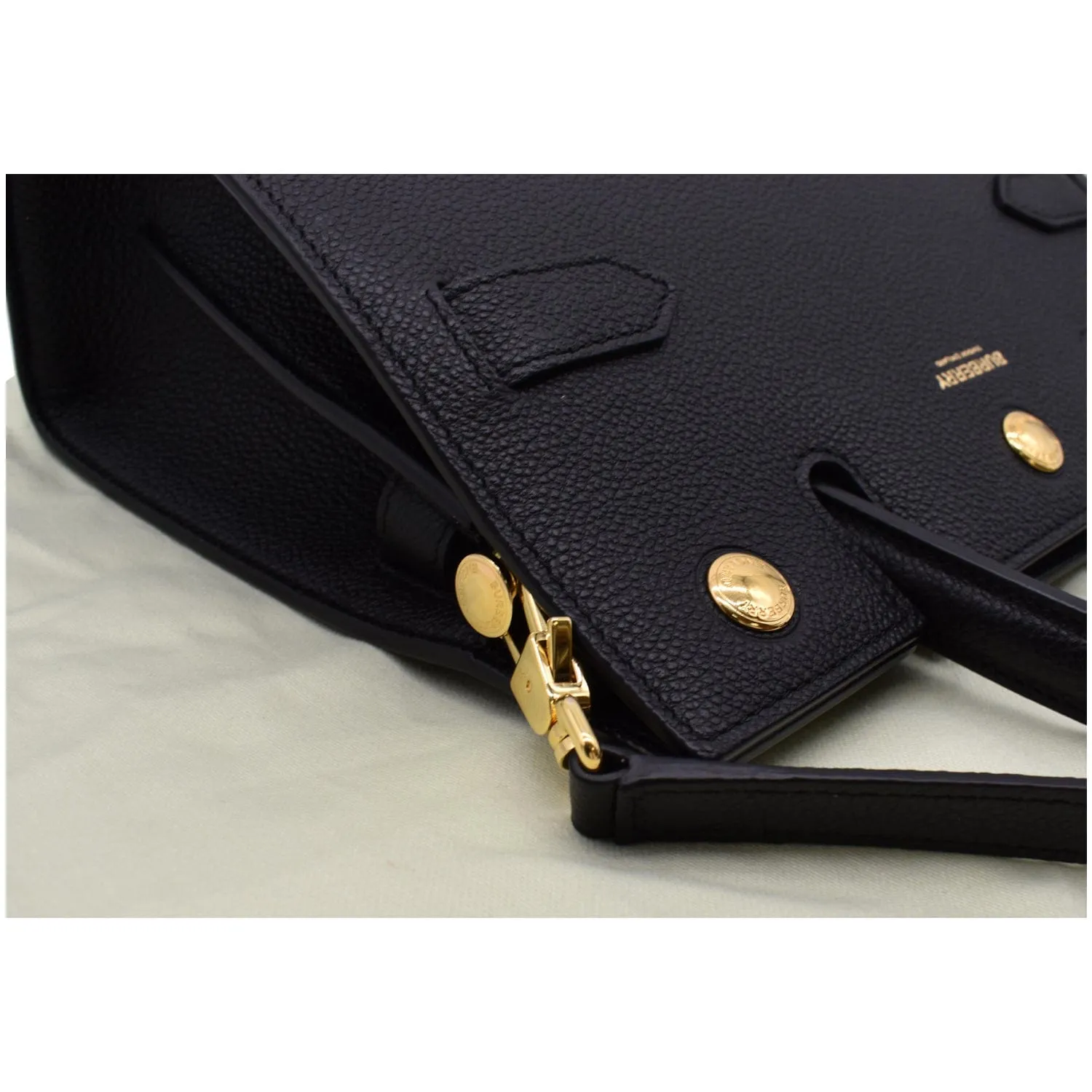 BURBERRY Mini Title Grainy Leather Top Handle Crossbody Bag Black