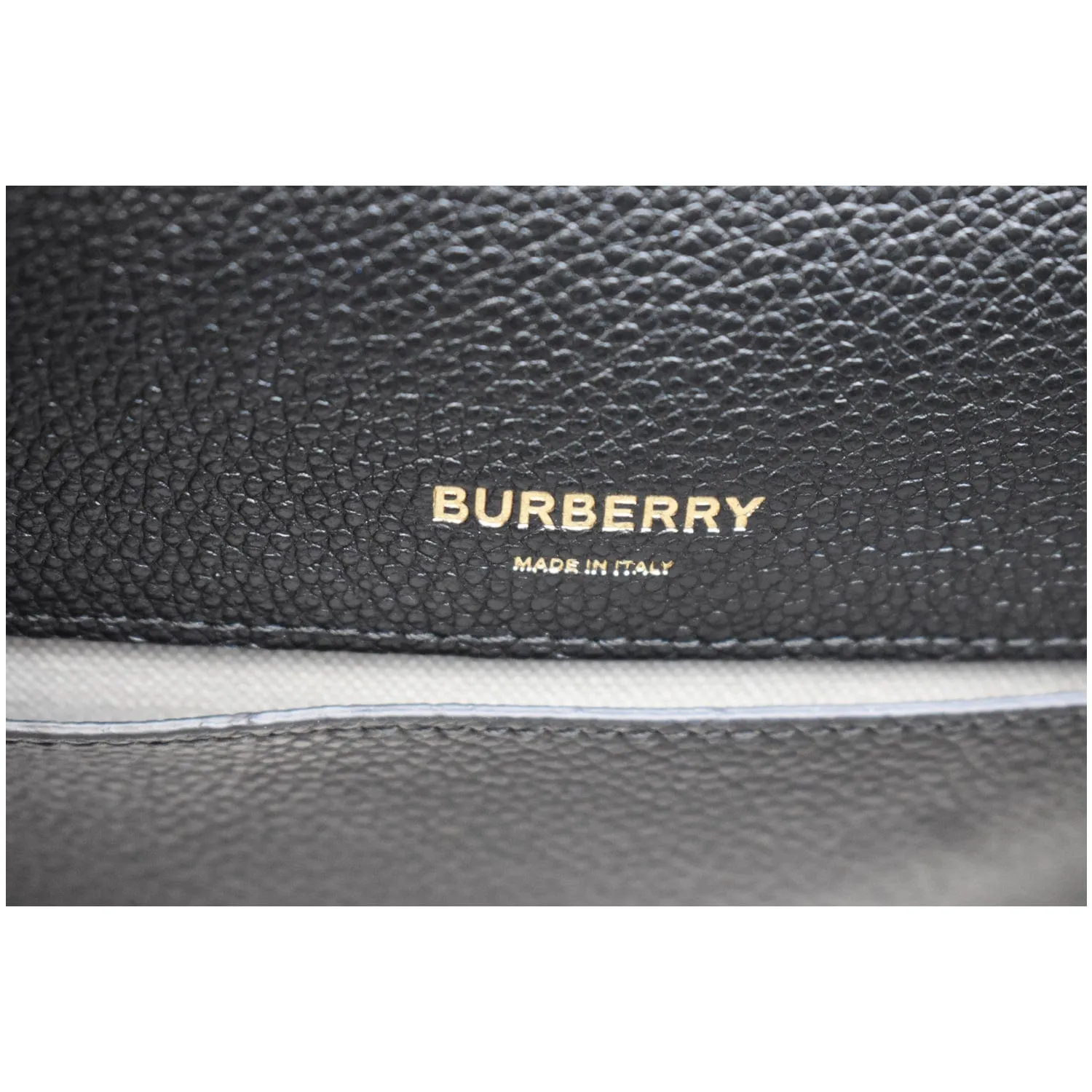 BURBERRY Mini Title Grainy Leather Top Handle Crossbody Bag Black
