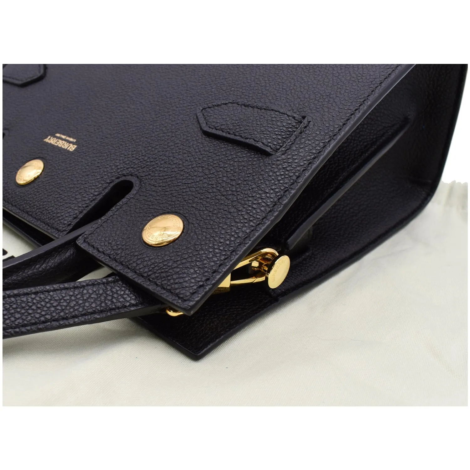 BURBERRY Mini Title Grainy Leather Top Handle Crossbody Bag Black
