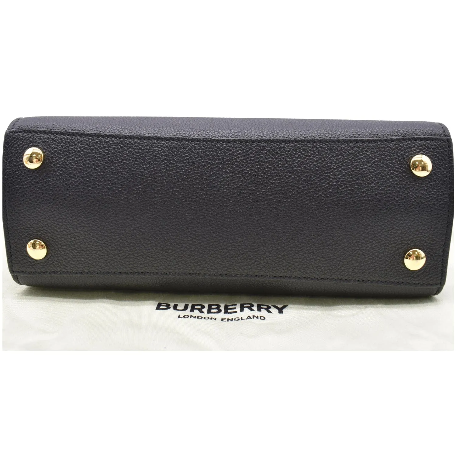 BURBERRY Mini Title Grainy Leather Top Handle Crossbody Bag Black