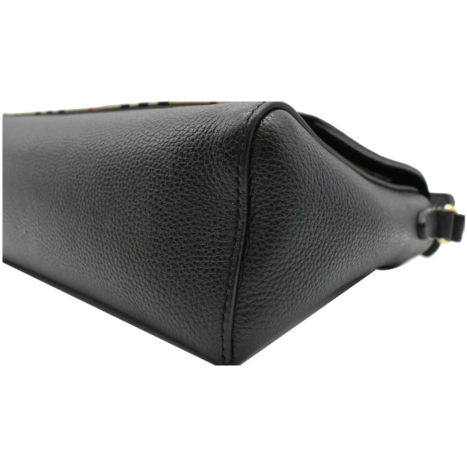 BURBERRY Vintage Check Note Grainy Leather Crossbody Bag Black