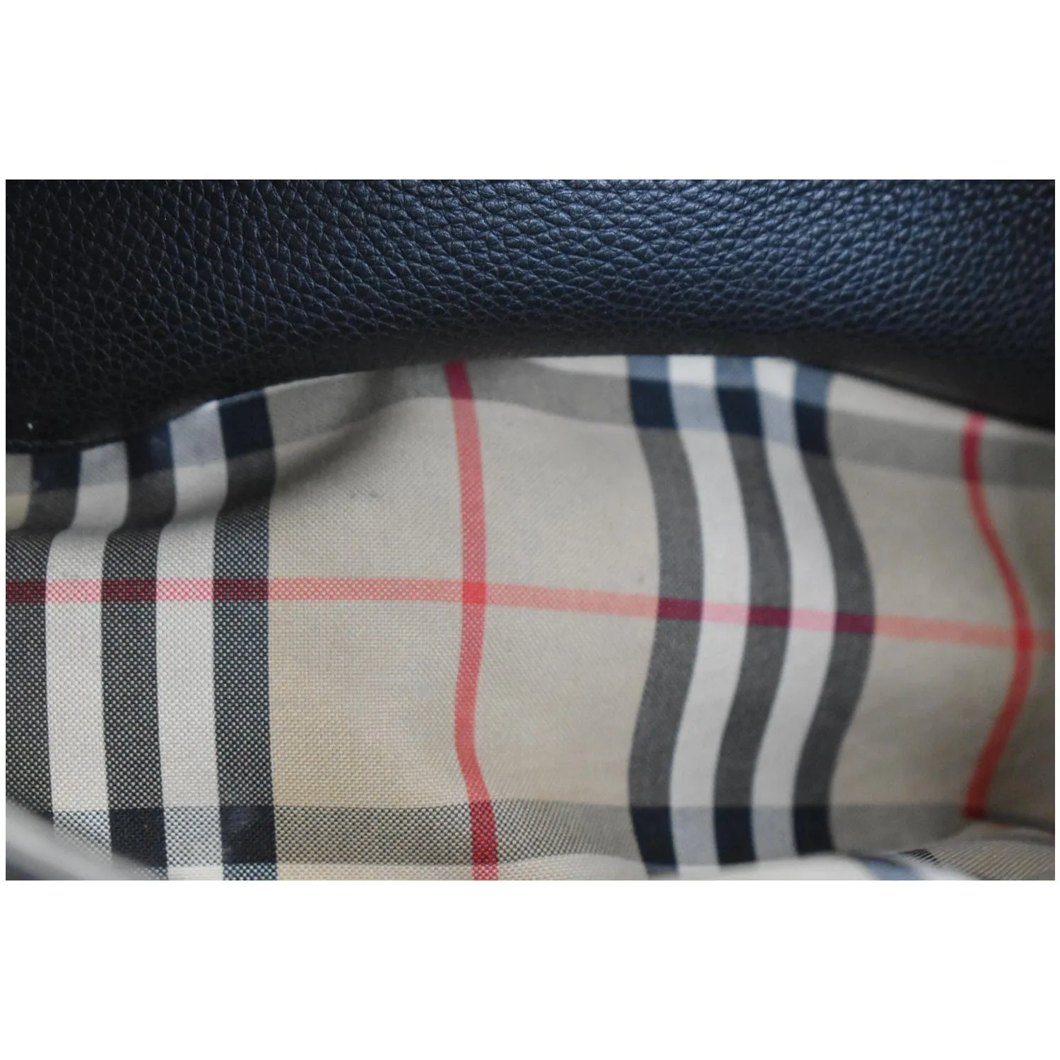 BURBERRY Vintage Check Note Grainy Leather Crossbody Bag Black