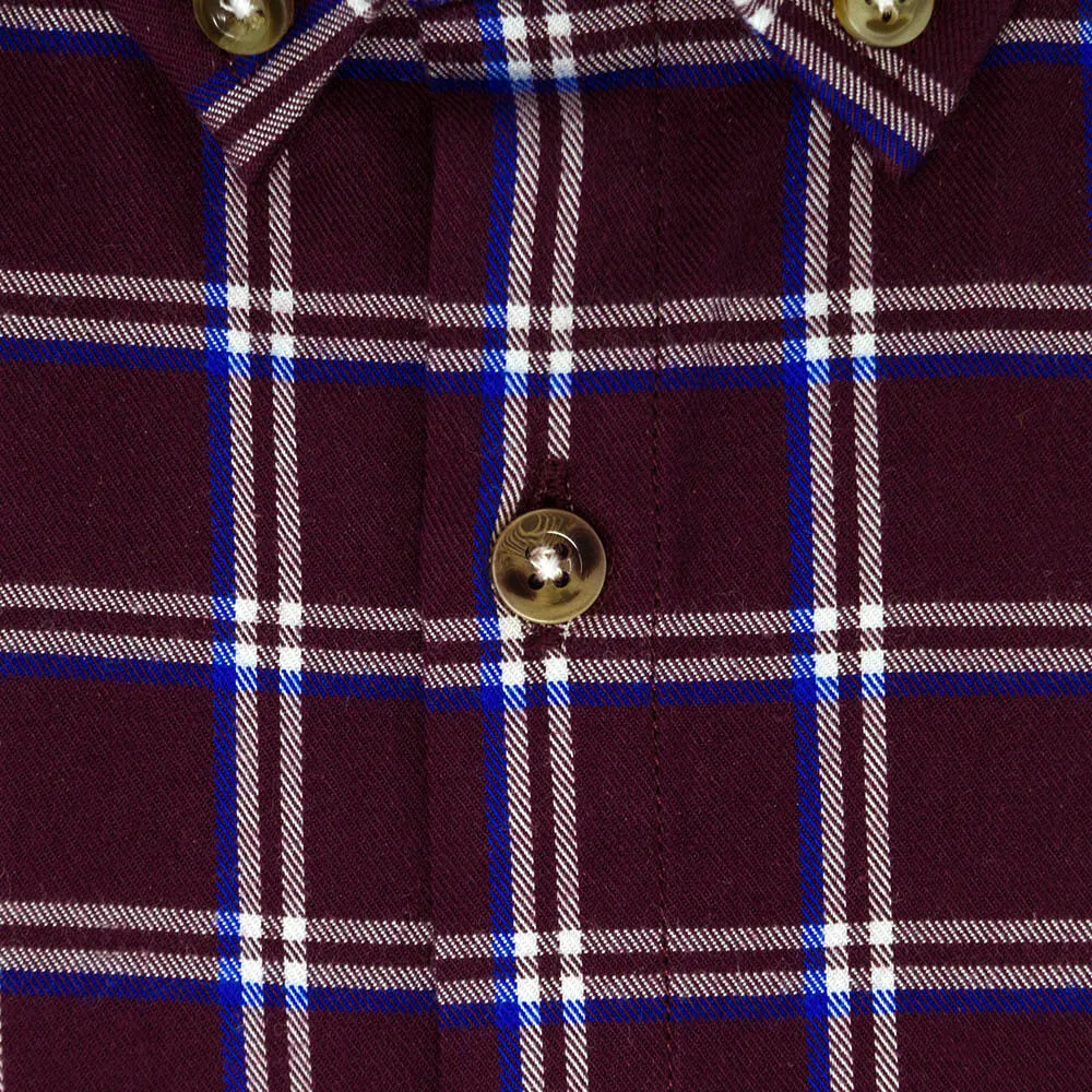 Burgundy and White Flannel Button Down Shirt | The Azuki