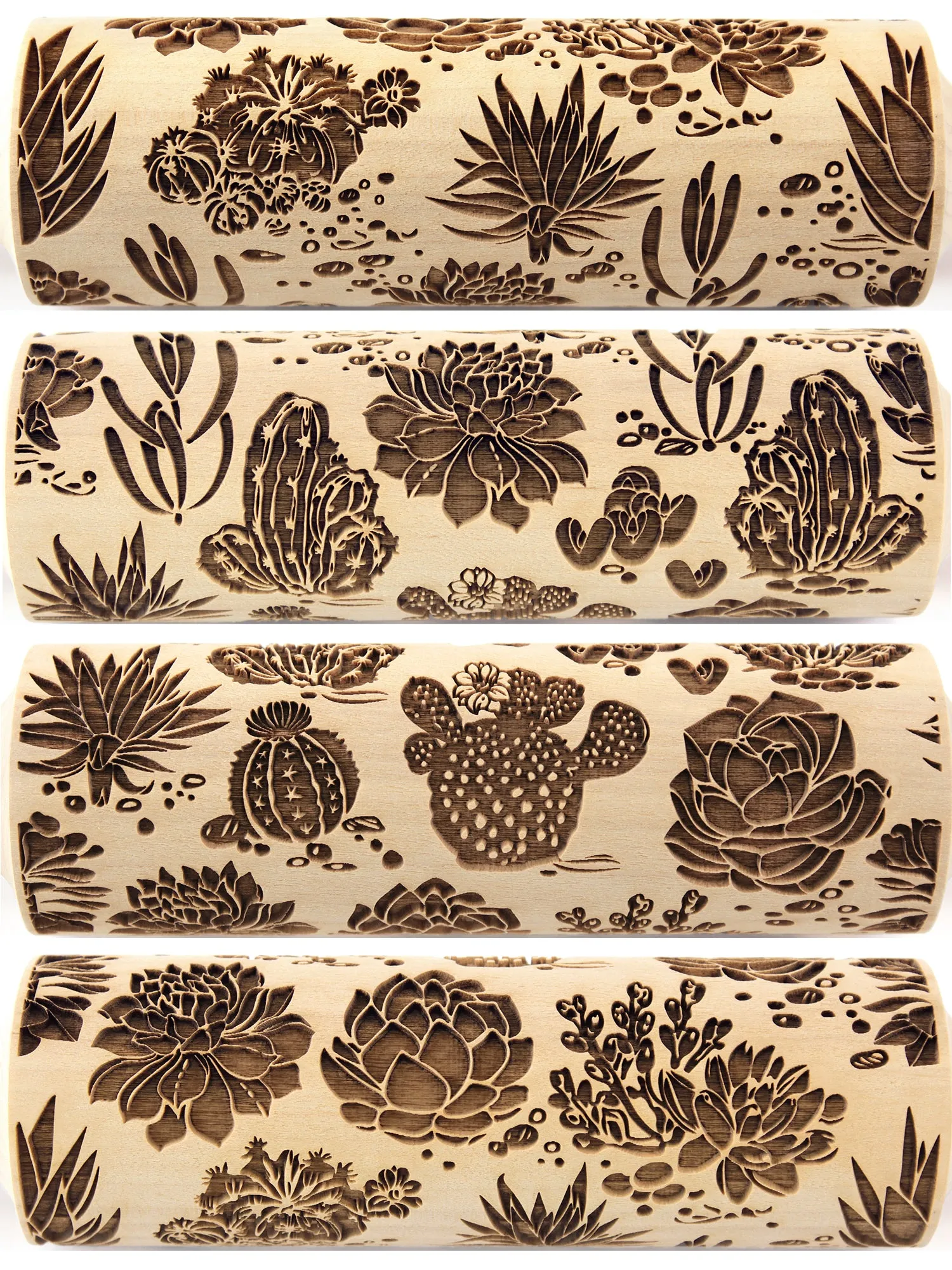 Cactus Embossed Rolling Pin, Textured Cookies, Pottery or Clay Stamp