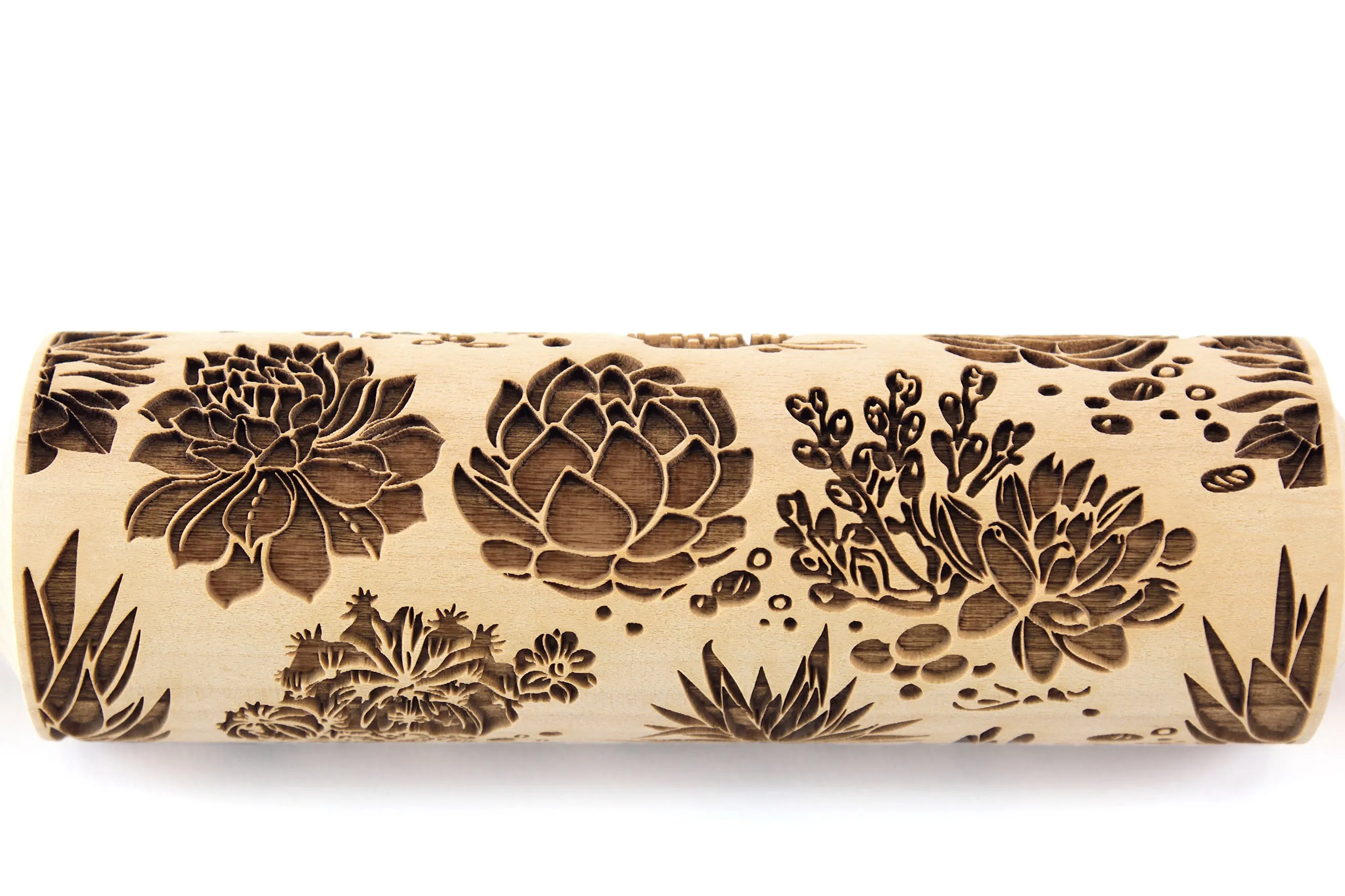 Cactus Embossed Rolling Pin, Textured Cookies, Pottery or Clay Stamp