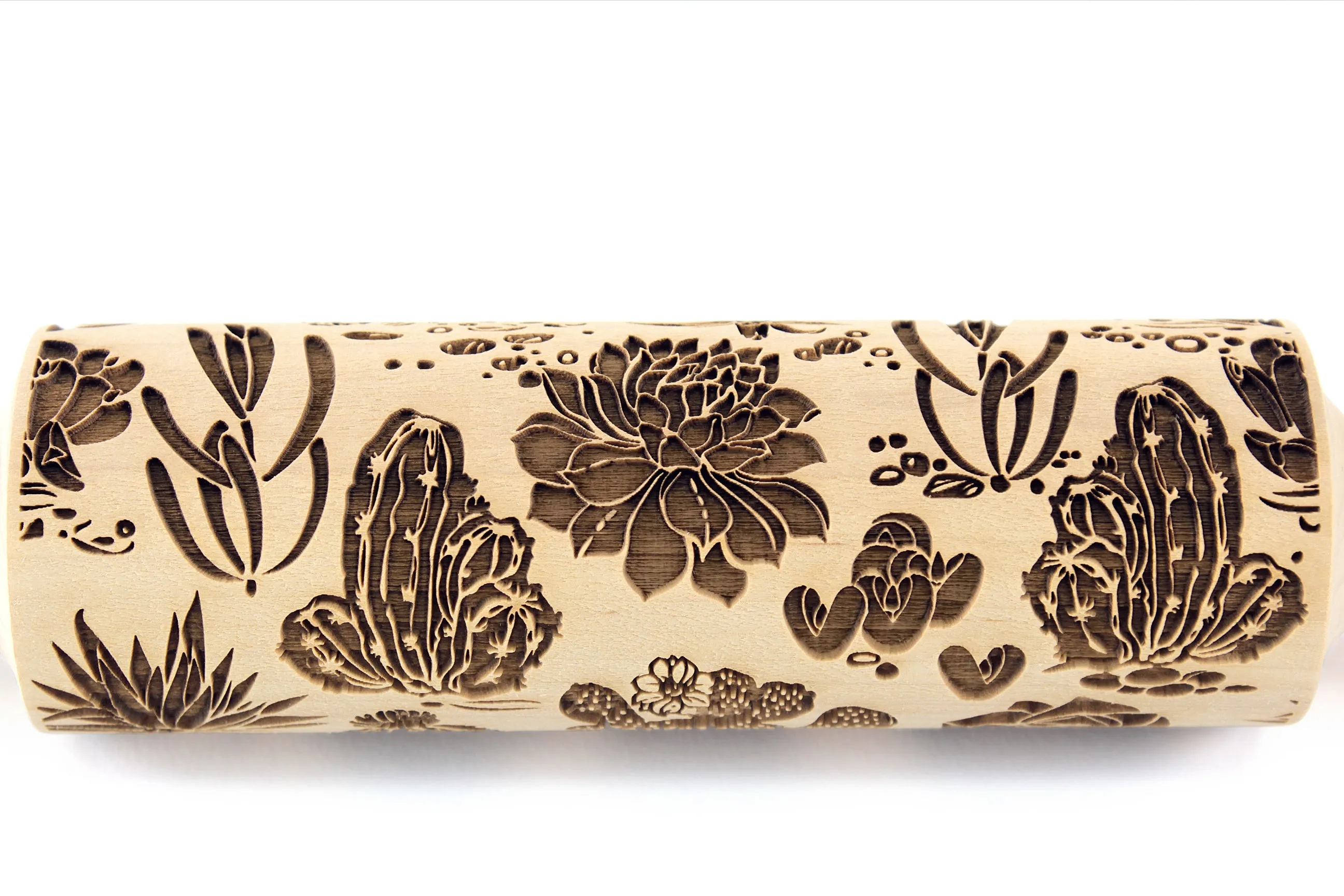 Cactus Embossed Rolling Pin, Textured Cookies, Pottery or Clay Stamp