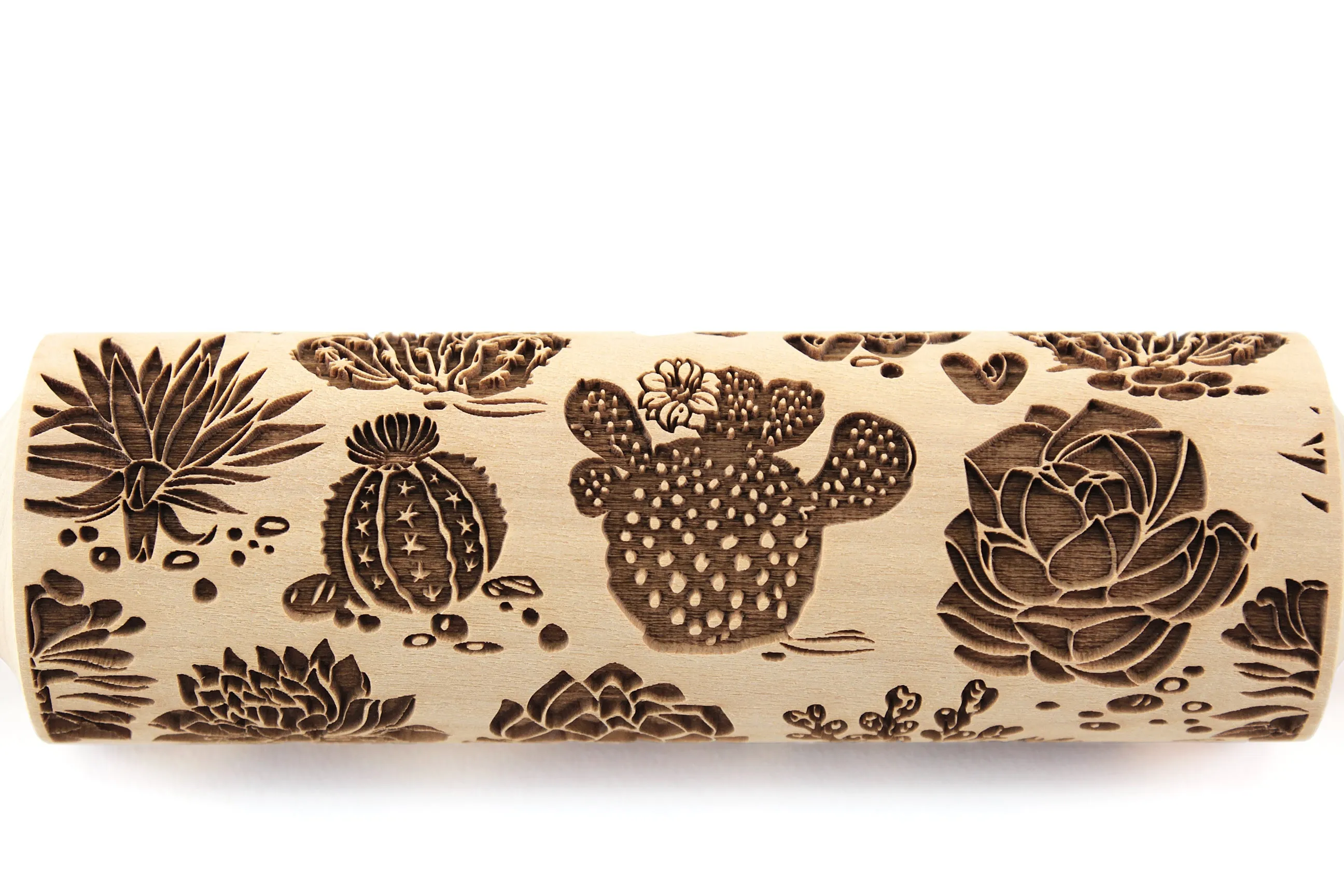 Cactus Embossed Rolling Pin, Textured Cookies, Pottery or Clay Stamp