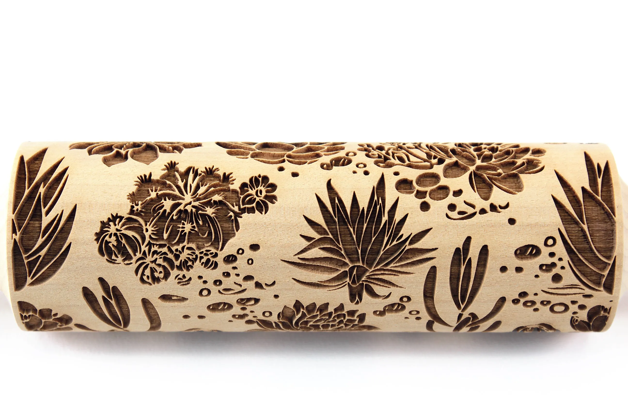 Cactus Embossed Rolling Pin, Textured Cookies, Pottery or Clay Stamp