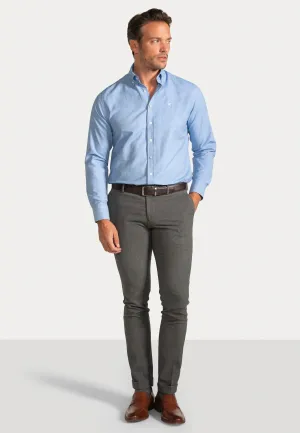 Camisa Oxford Liso Celeste Slim