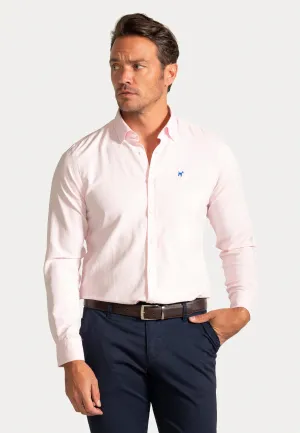 Camisa Oxford Liso Rosa Claro Slim