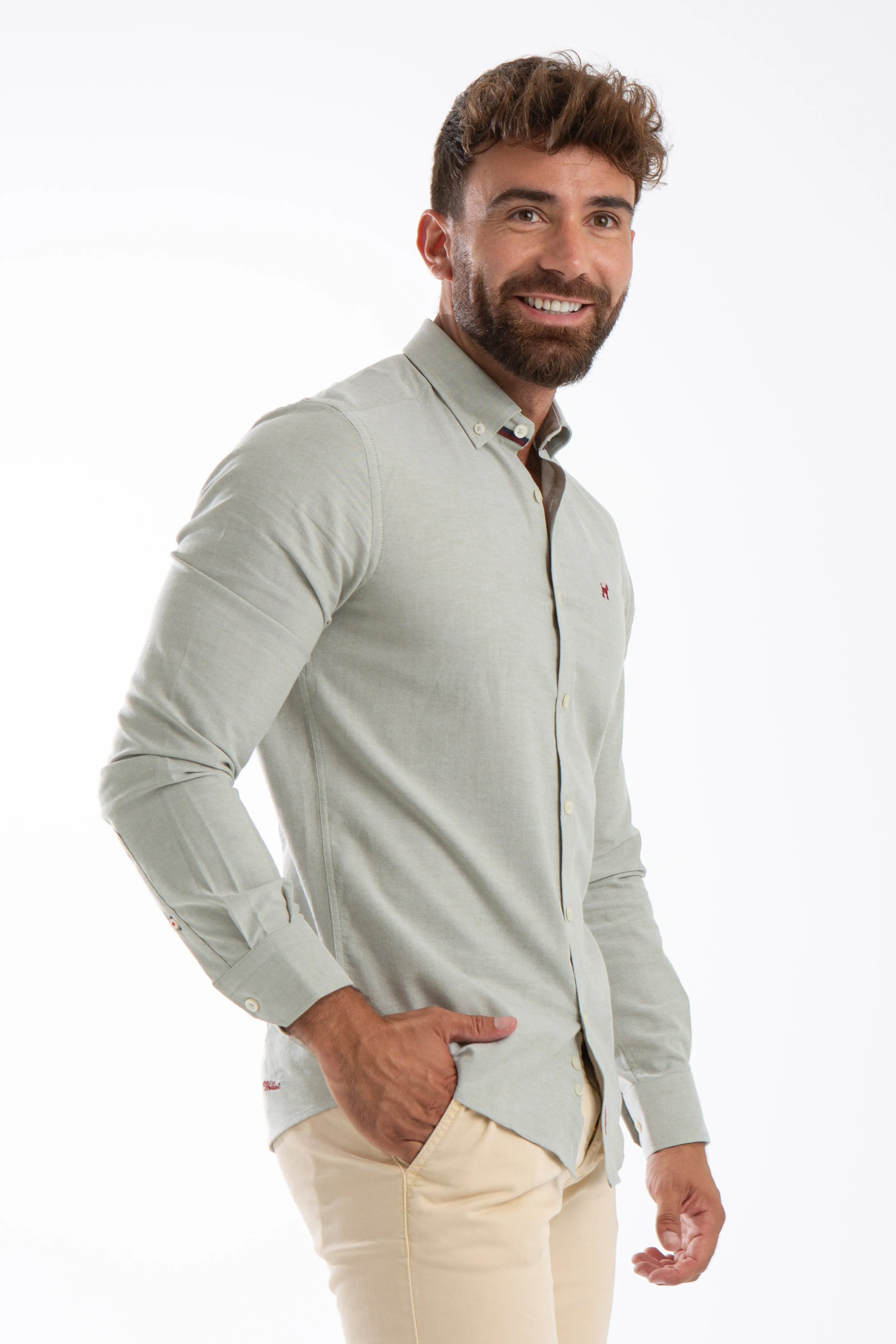 Camisa Oxford Verde Slim Fit