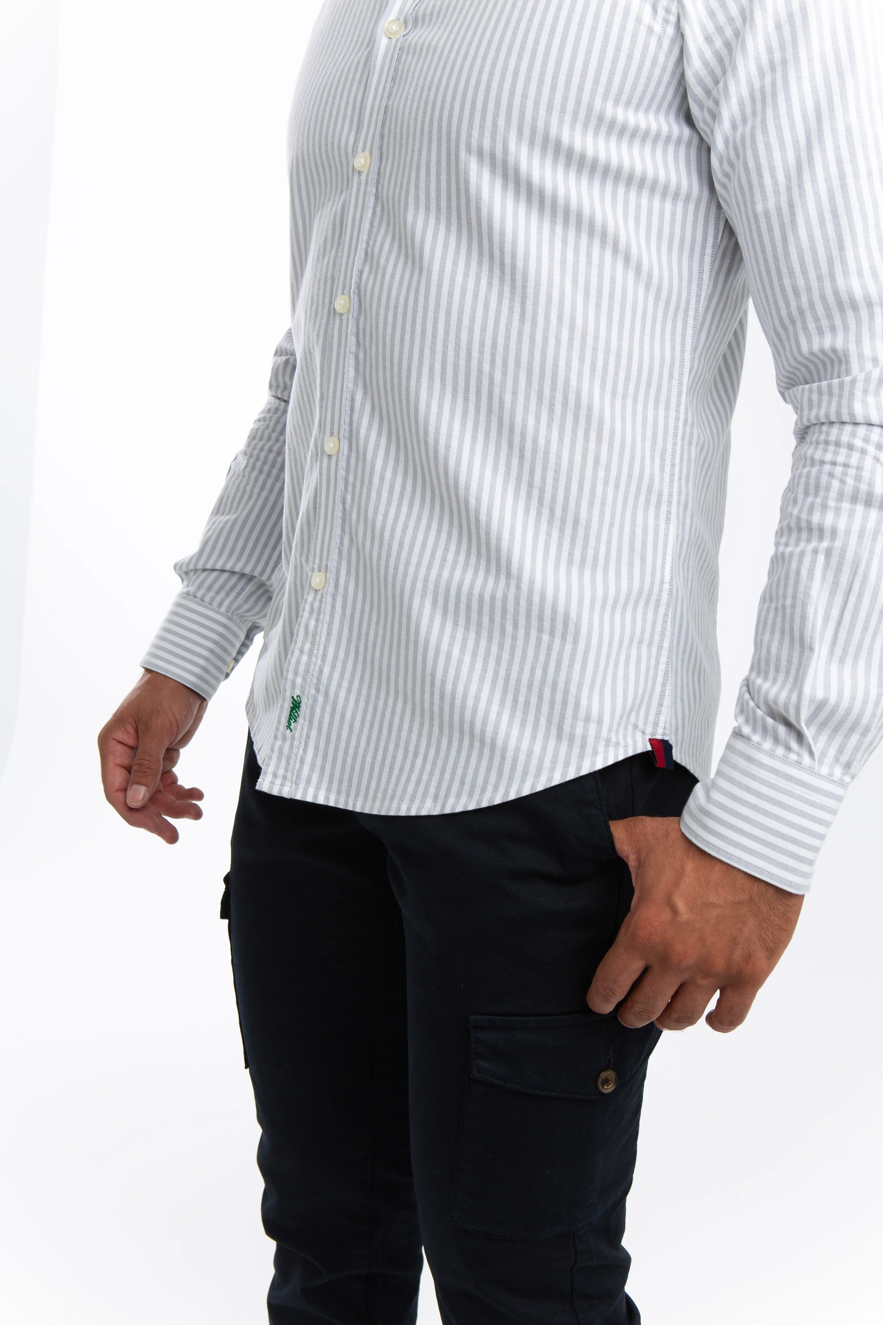 Camisa Raya Oxford Gris Slim Fit