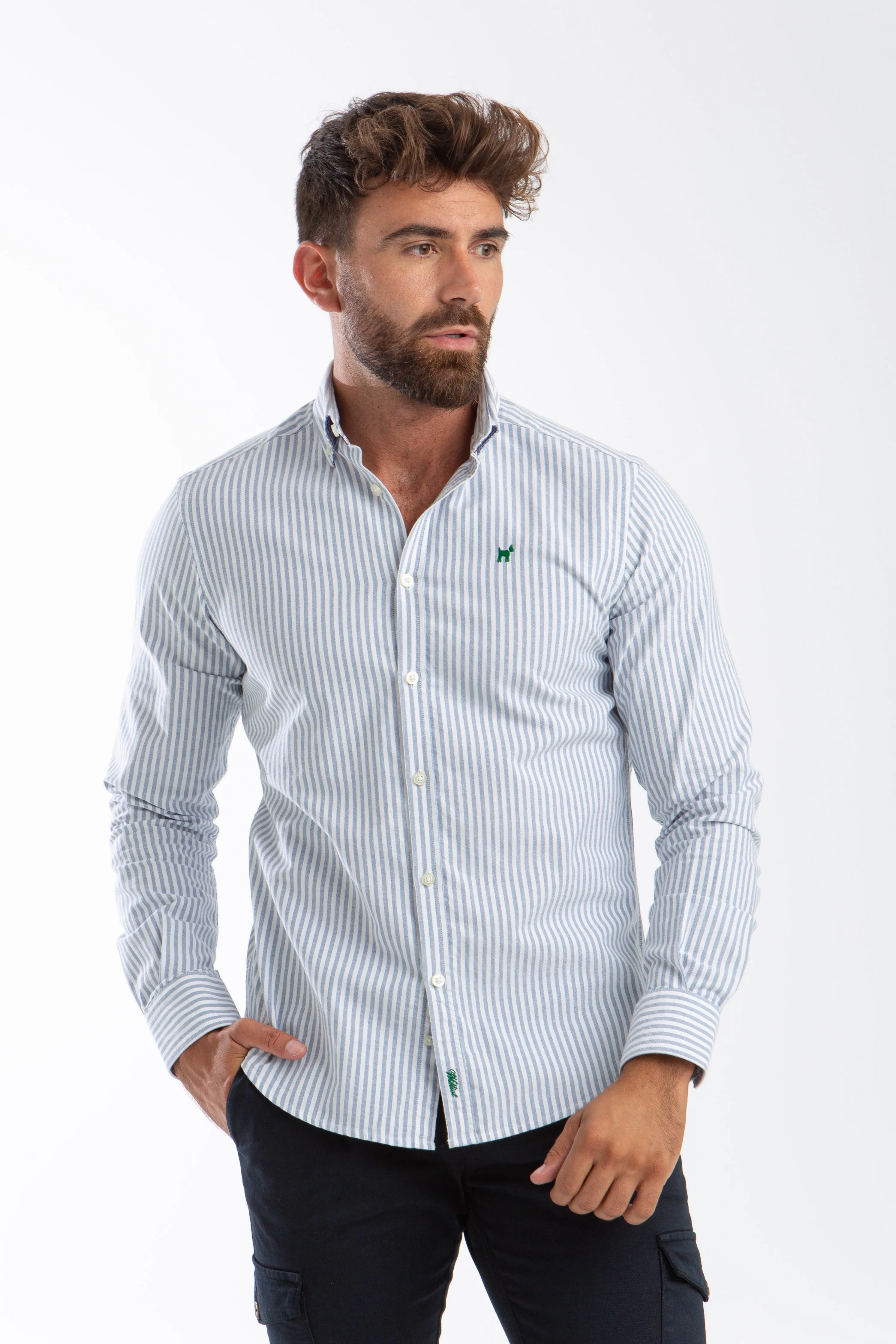 Camisa Raya Oxford Marino Slim Fit