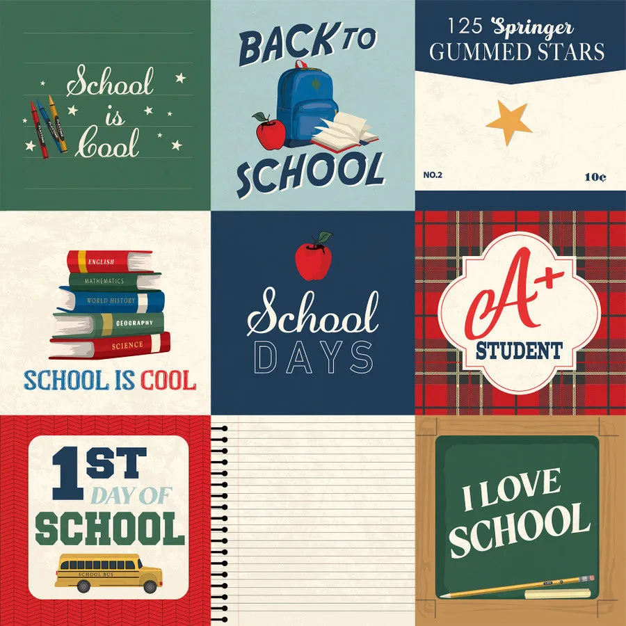 Carta Bella - Back To School - 12x12 Single Sheet / 4x4 Journaling Cards