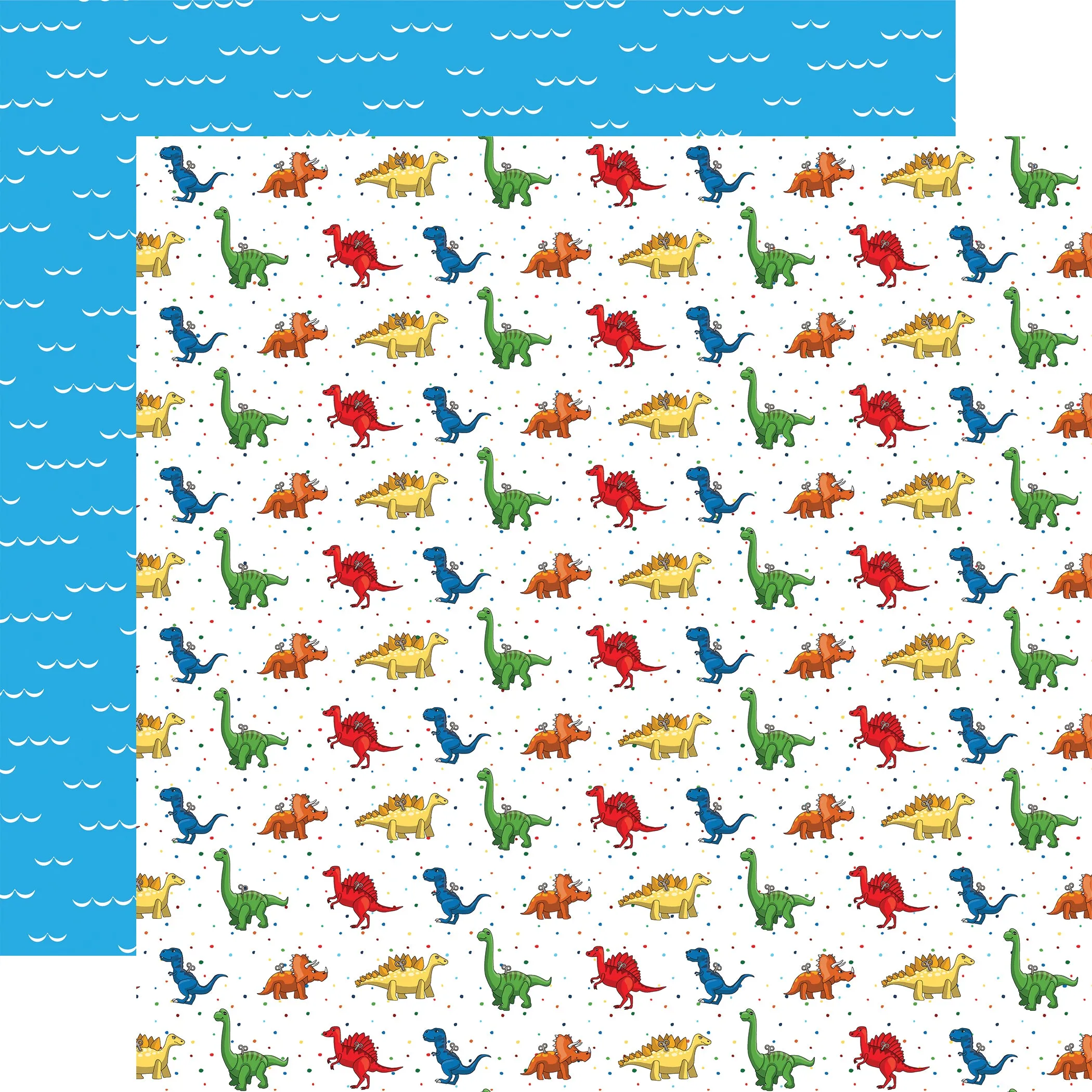 Carta Bella - Little Boy - 12x12 Single Sheet / Wind-Up Dinosaurs