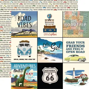 Carta Bella - Road Trip - 12x12 Single Sheet / 4x4 Journaling Cards