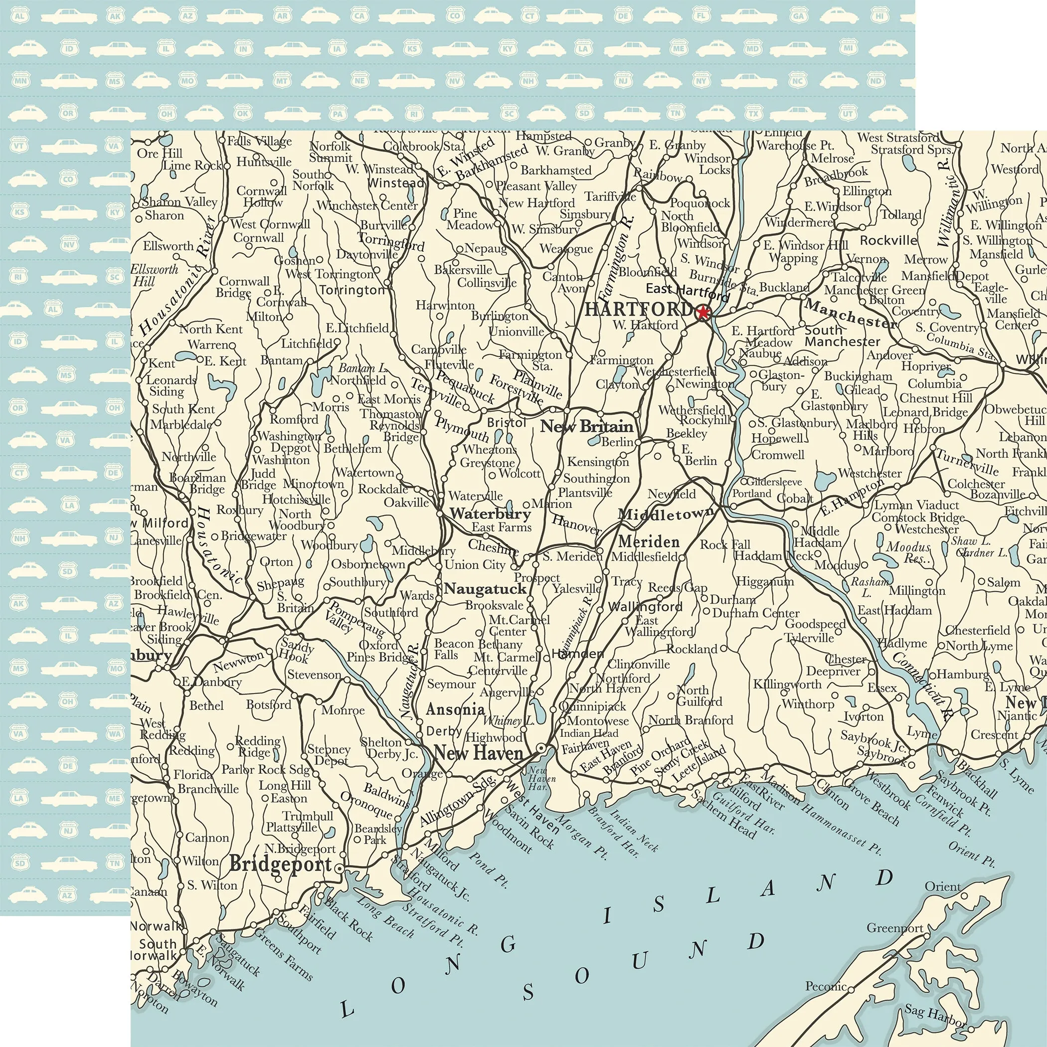 Carta Bella - Road Trip - 12x12 Single Sheet / Long Island Sound