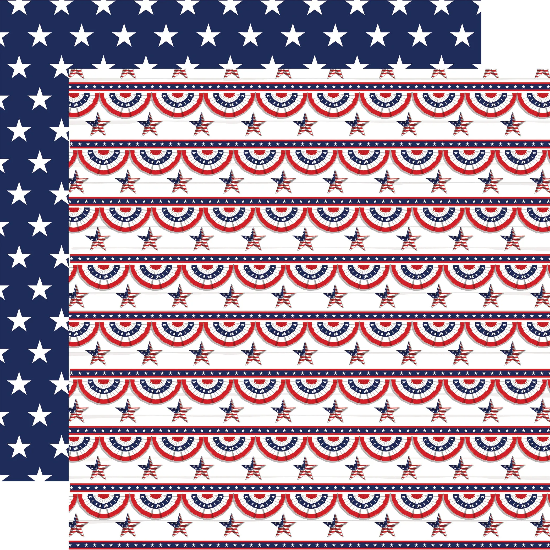 Carta Bella - The Fourth of July - 12x12 Single Sheet / Red White and Blue