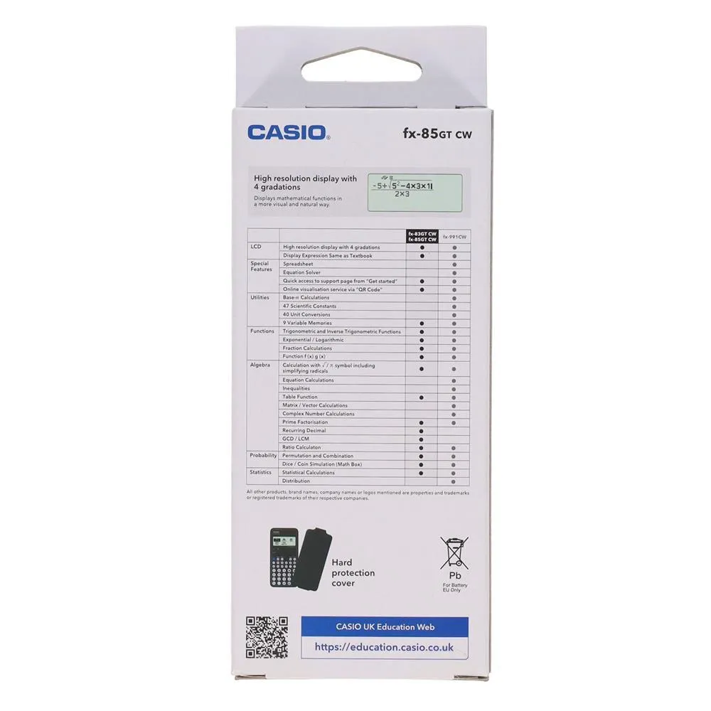 Casio fx-85GTCW - Scientific Calculator - Dual Powered - Classwiz - Black