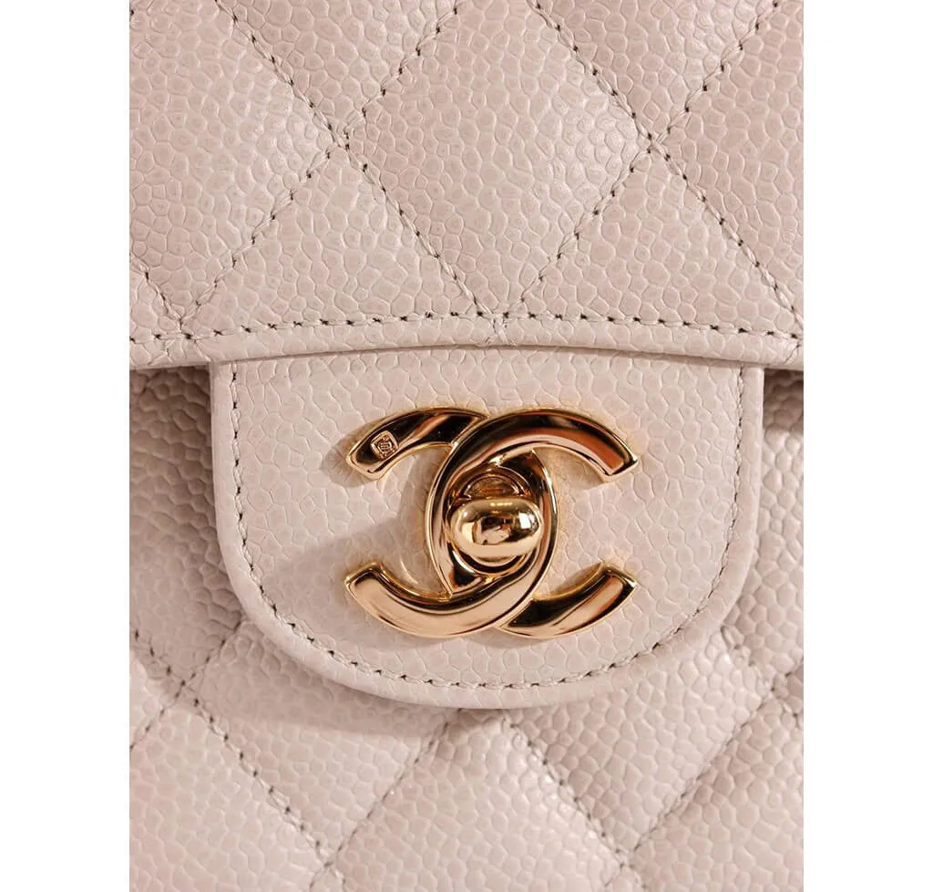 Chanel 2.55 Medium Bag Light Gray Caviar