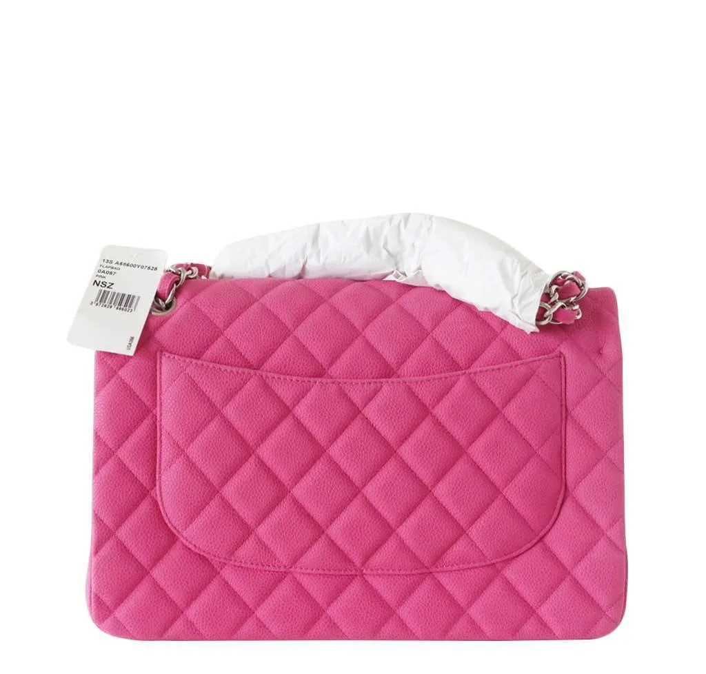 Chanel Double Flap Bag Fuchsia Caviar Leather