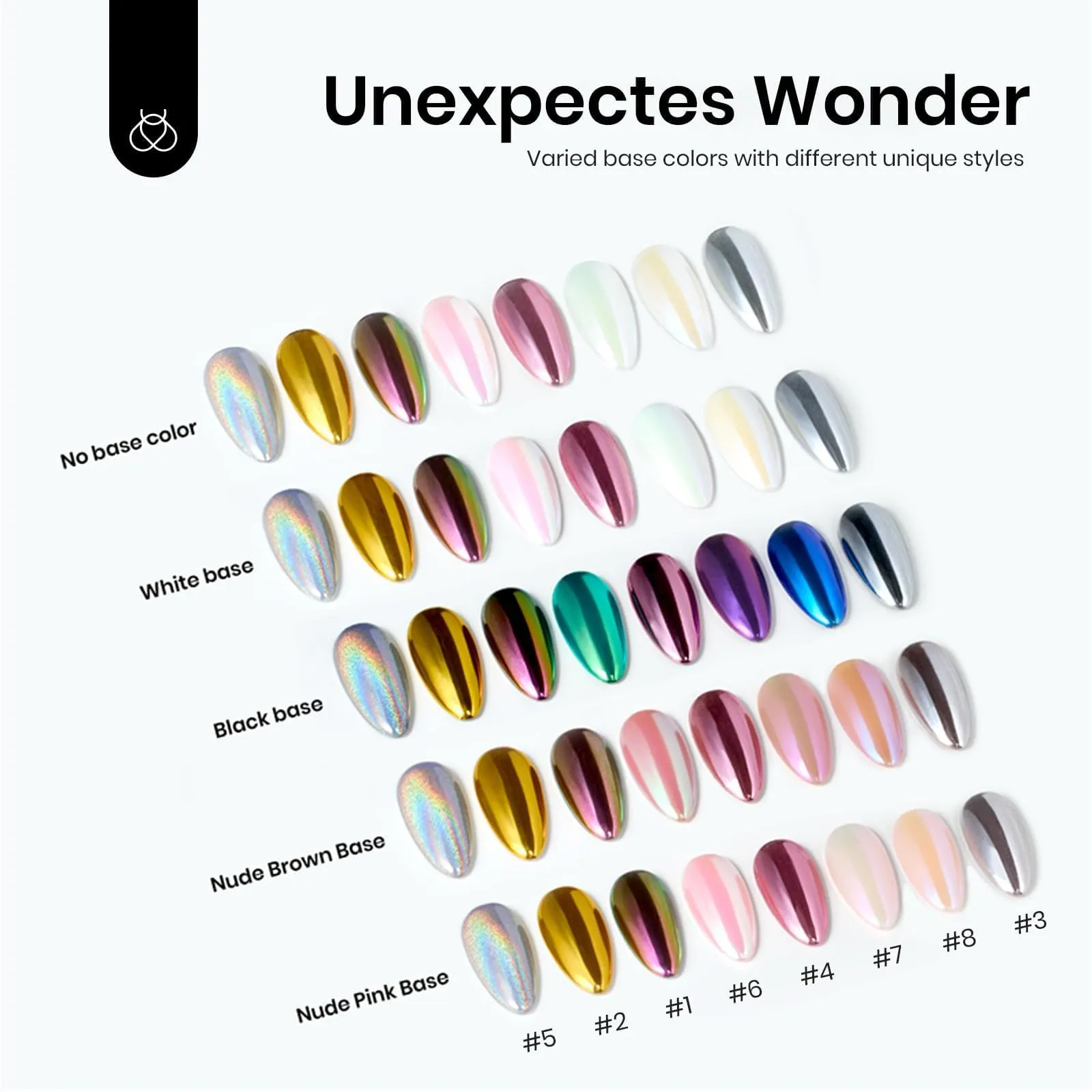 Chrome Powder Kit Nail Effect Powder Full Design | Magic Eight