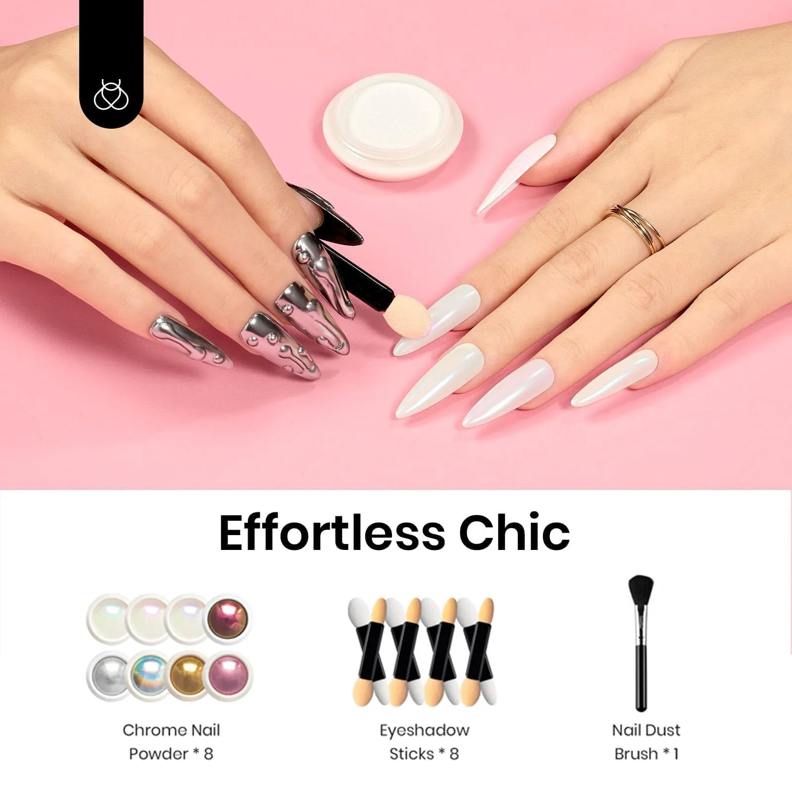 Chrome Powder Kit Nail Effect Powder Full Design | Magic Eight