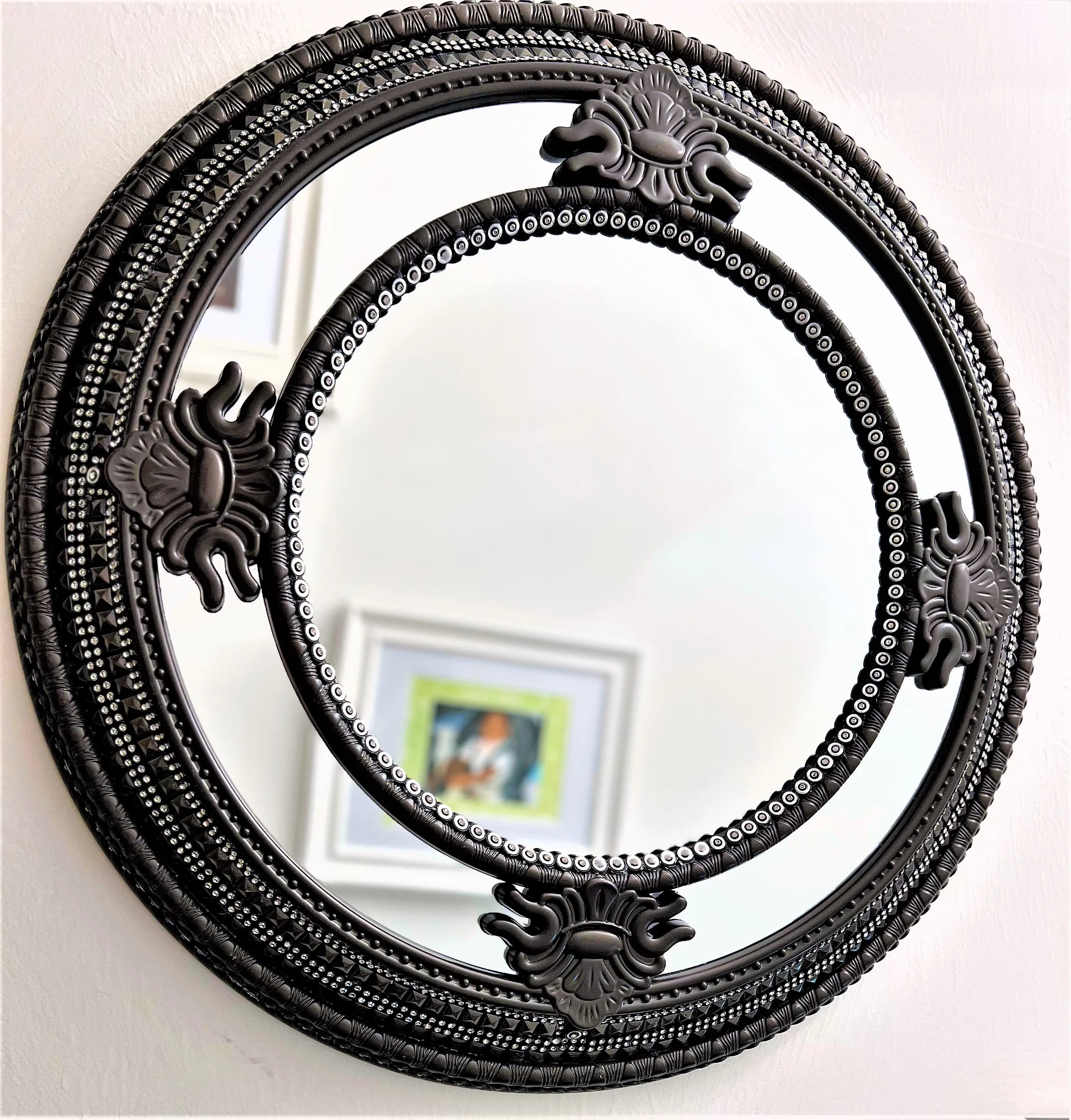 Classy Round Mirror, Wall Mirror, Home Décor, 26" Diameter with 15" Center Mirror