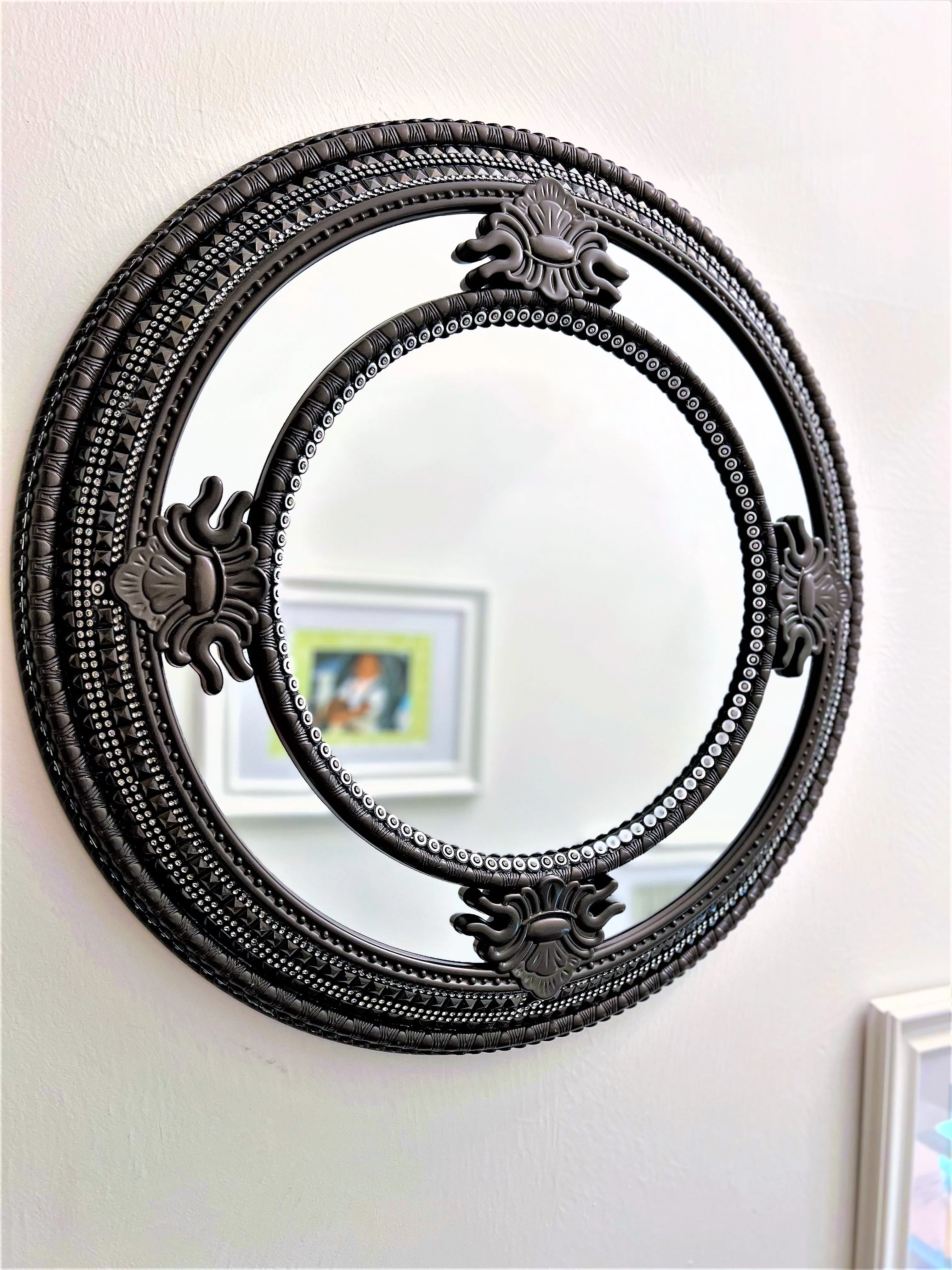 Classy Round Mirror, Wall Mirror, Home Décor, 26" Diameter with 15" Center Mirror