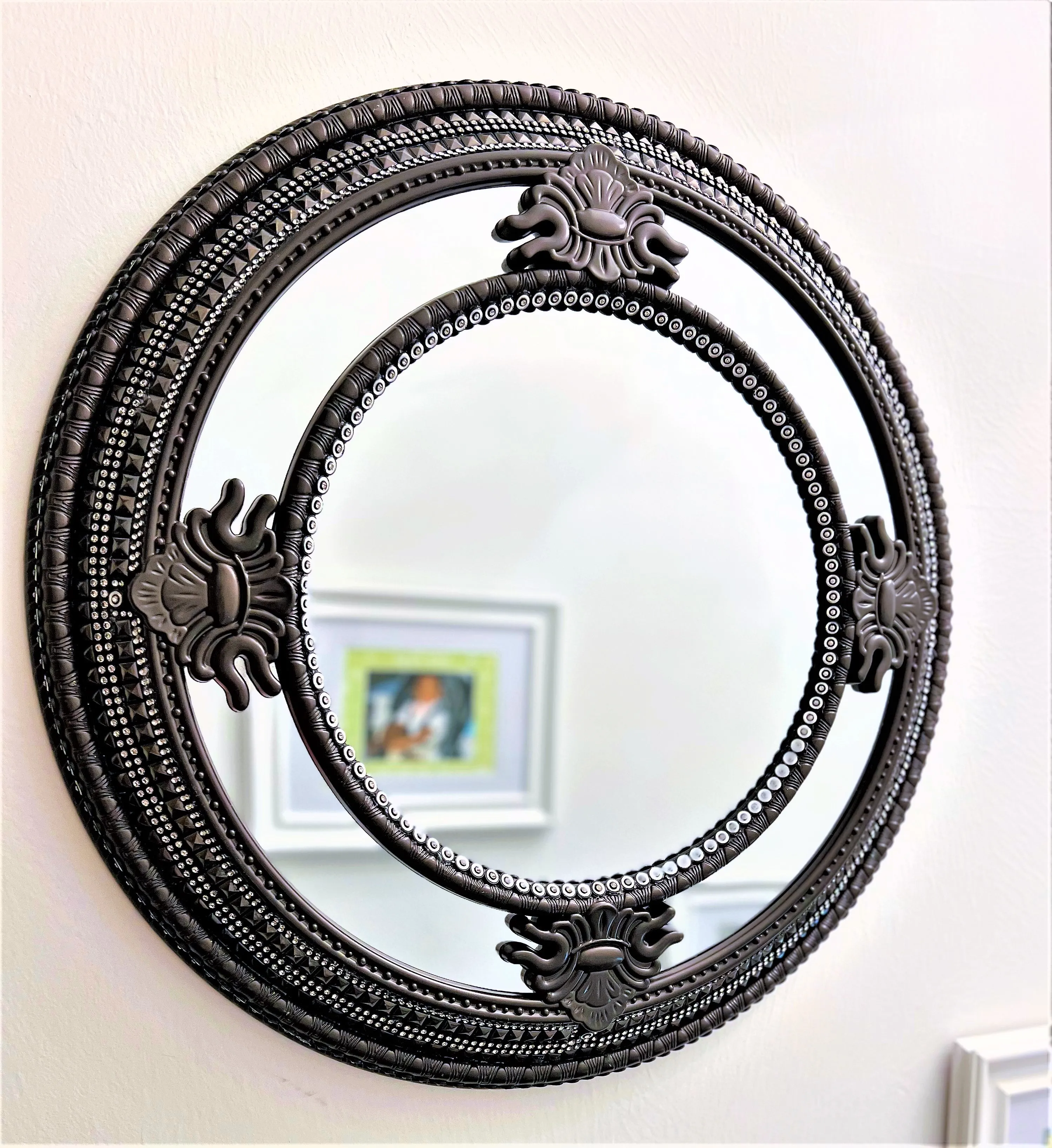 Classy Round Mirror, Wall Mirror, Home Décor, 26" Diameter with 15" Center Mirror