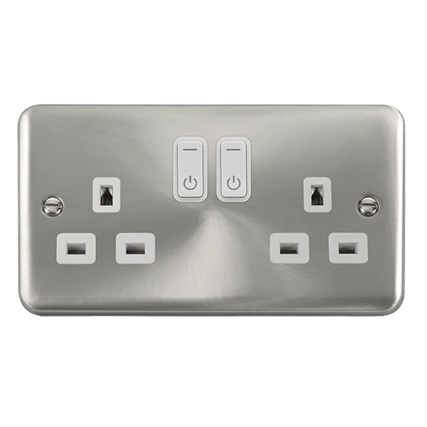 Click Deco Plus DPSC30536WH Ingot 13A 2G RF Smart Socket - Satin Chrome (White)