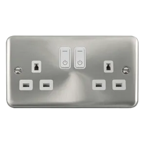 Click Deco Plus DPSC30536WH Ingot 13A 2G RF Smart Socket - Satin Chrome (White)