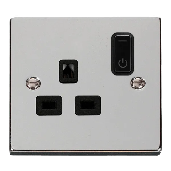 Click Deco VPCH30535BK Victorian Ingot 13A 1G RF Smart Socket - Polished Chrome (Black)