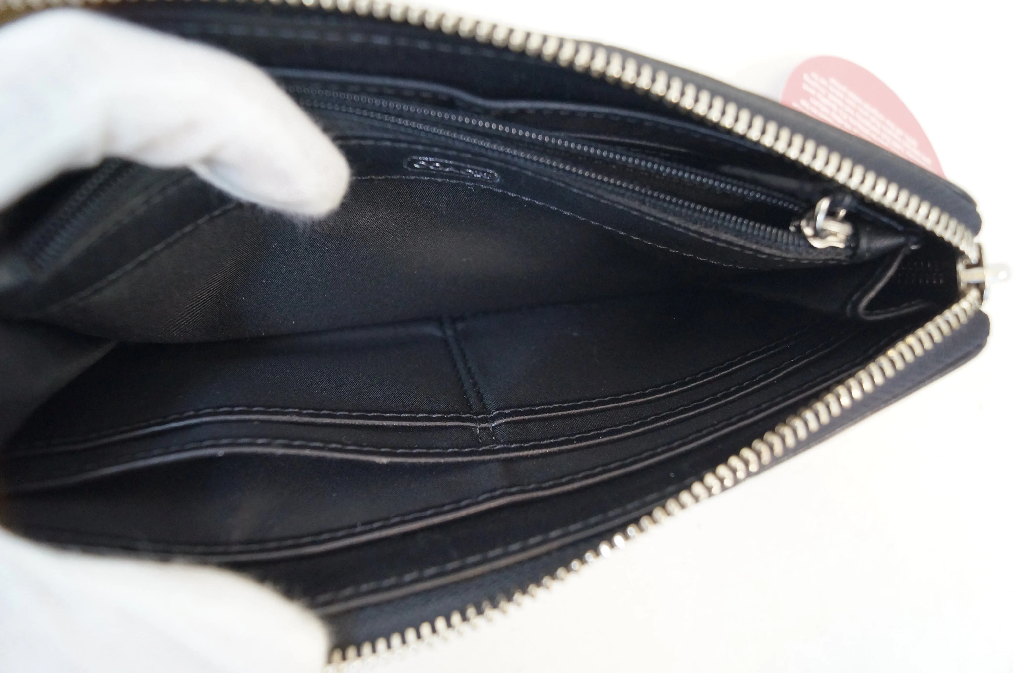COACH JULIA Black Leather Slim Zip Organizer Wallet Clutch E2968 - Sale