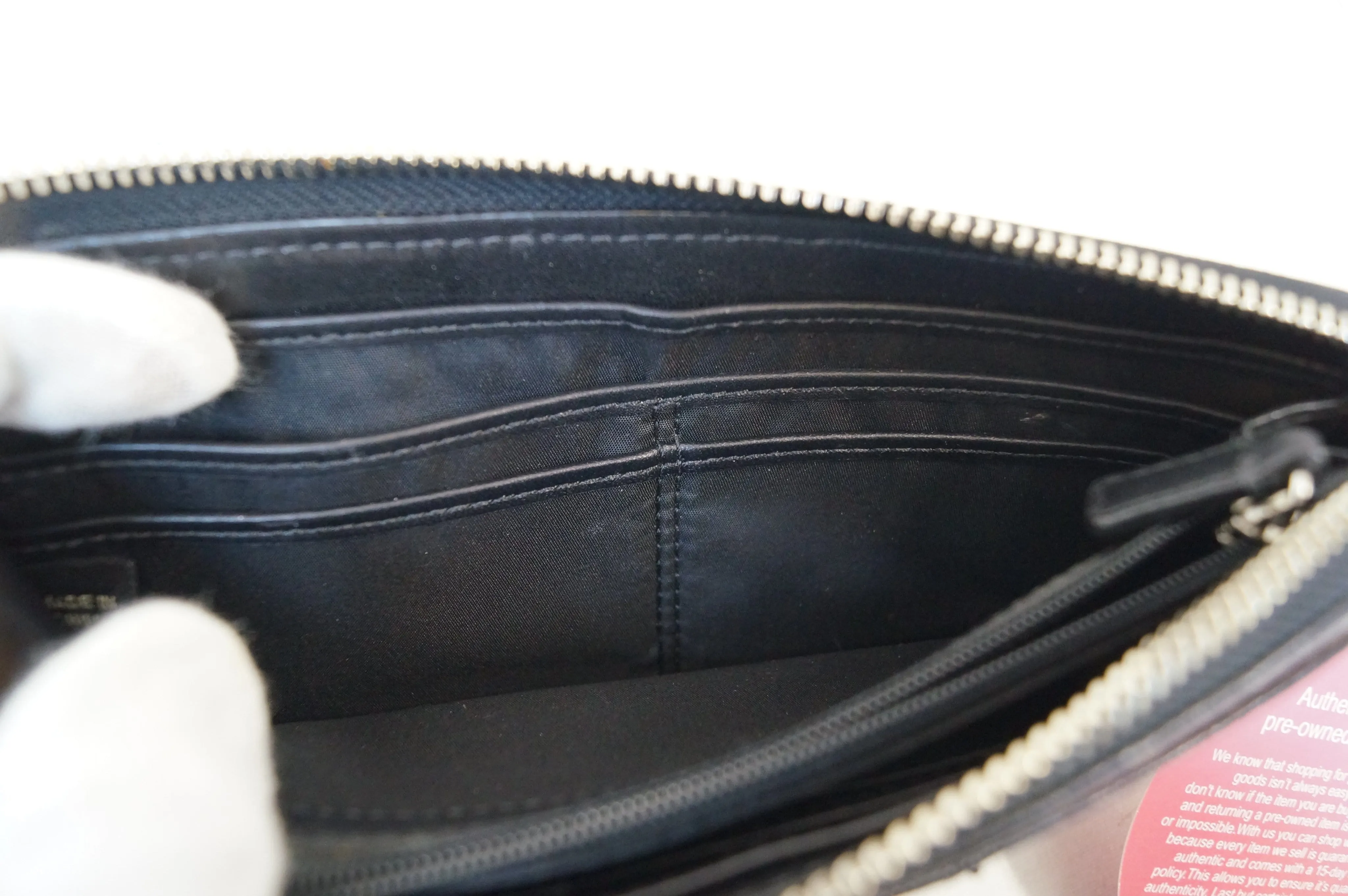 COACH JULIA Black Leather Slim Zip Organizer Wallet Clutch E2968 - Sale