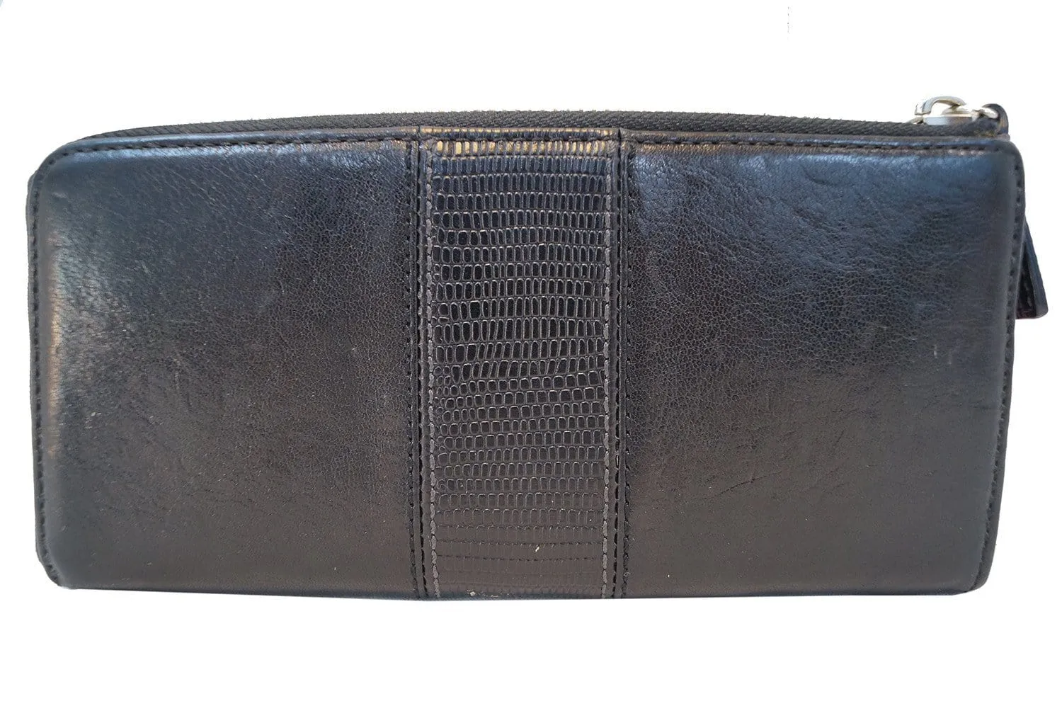 COACH JULIA Black Leather Slim Zip Organizer Wallet Clutch E2968 - Sale
