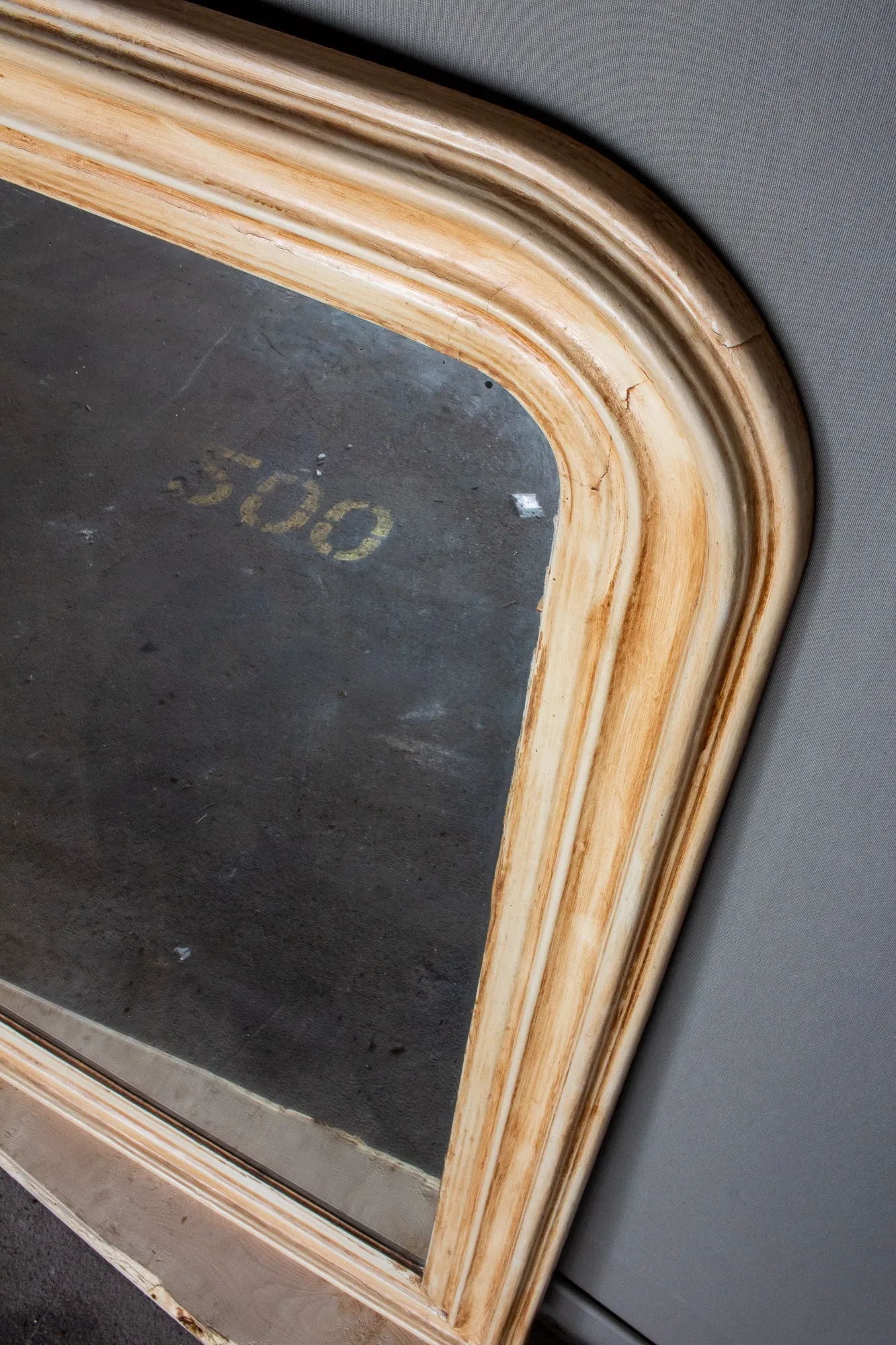Cream Painted Antique French Louis Philippe Mirror