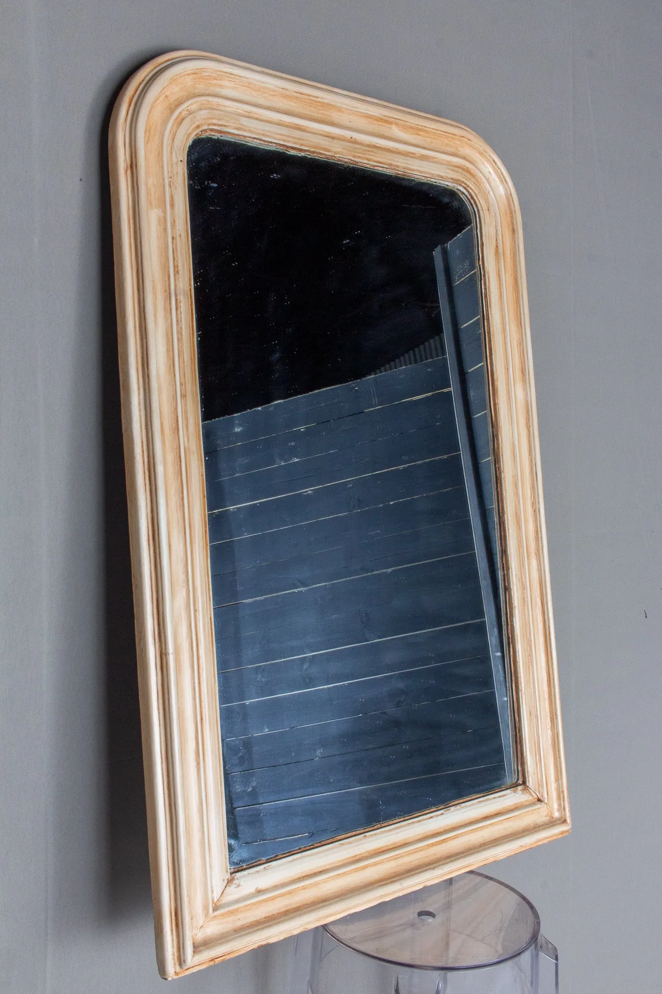 Cream Painted Antique French Louis Philippe Mirror
