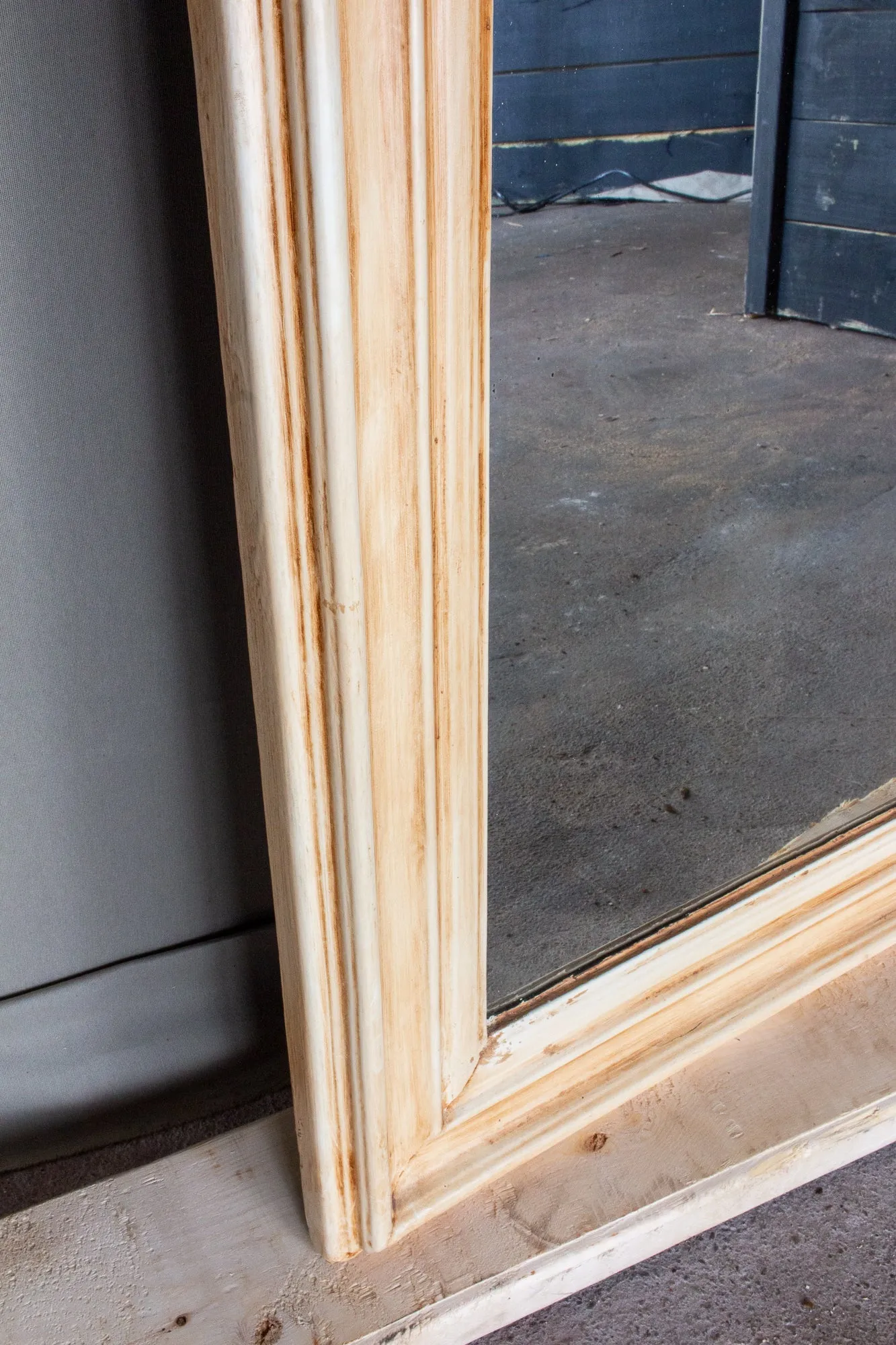 Cream Painted Antique French Louis Philippe Mirror