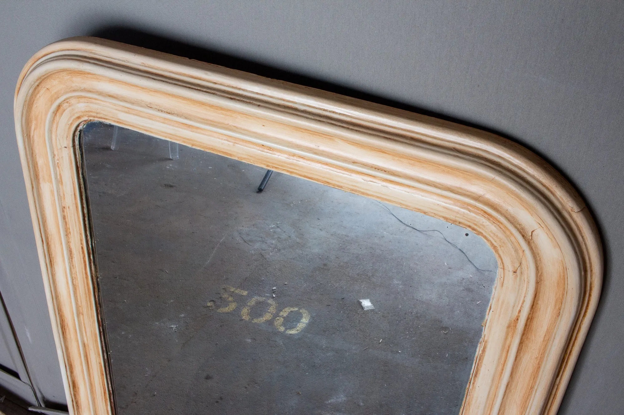 Cream Painted Antique French Louis Philippe Mirror