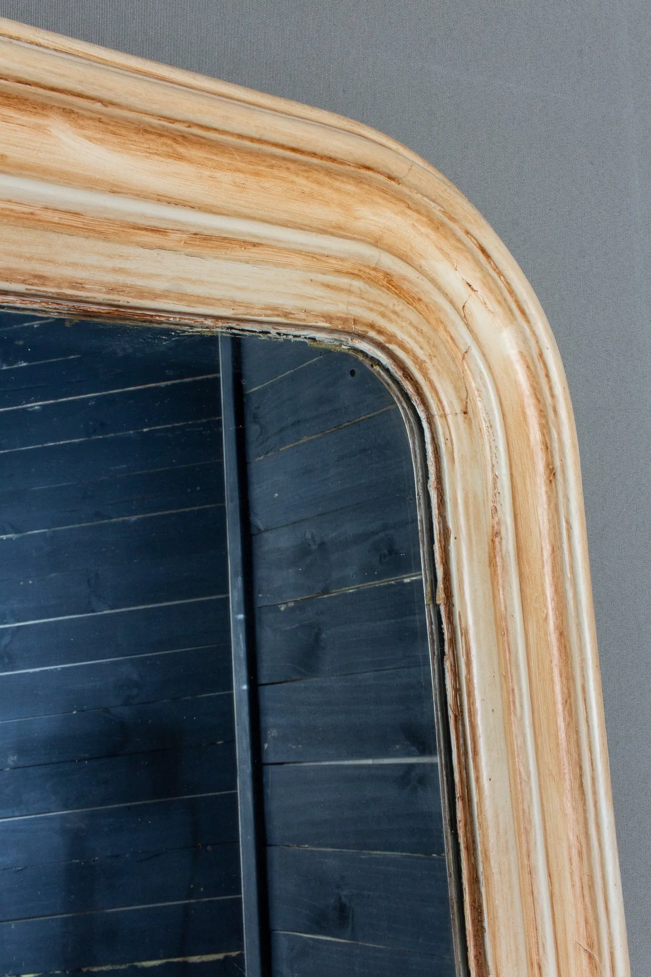 Cream Painted Antique French Louis Philippe Mirror
