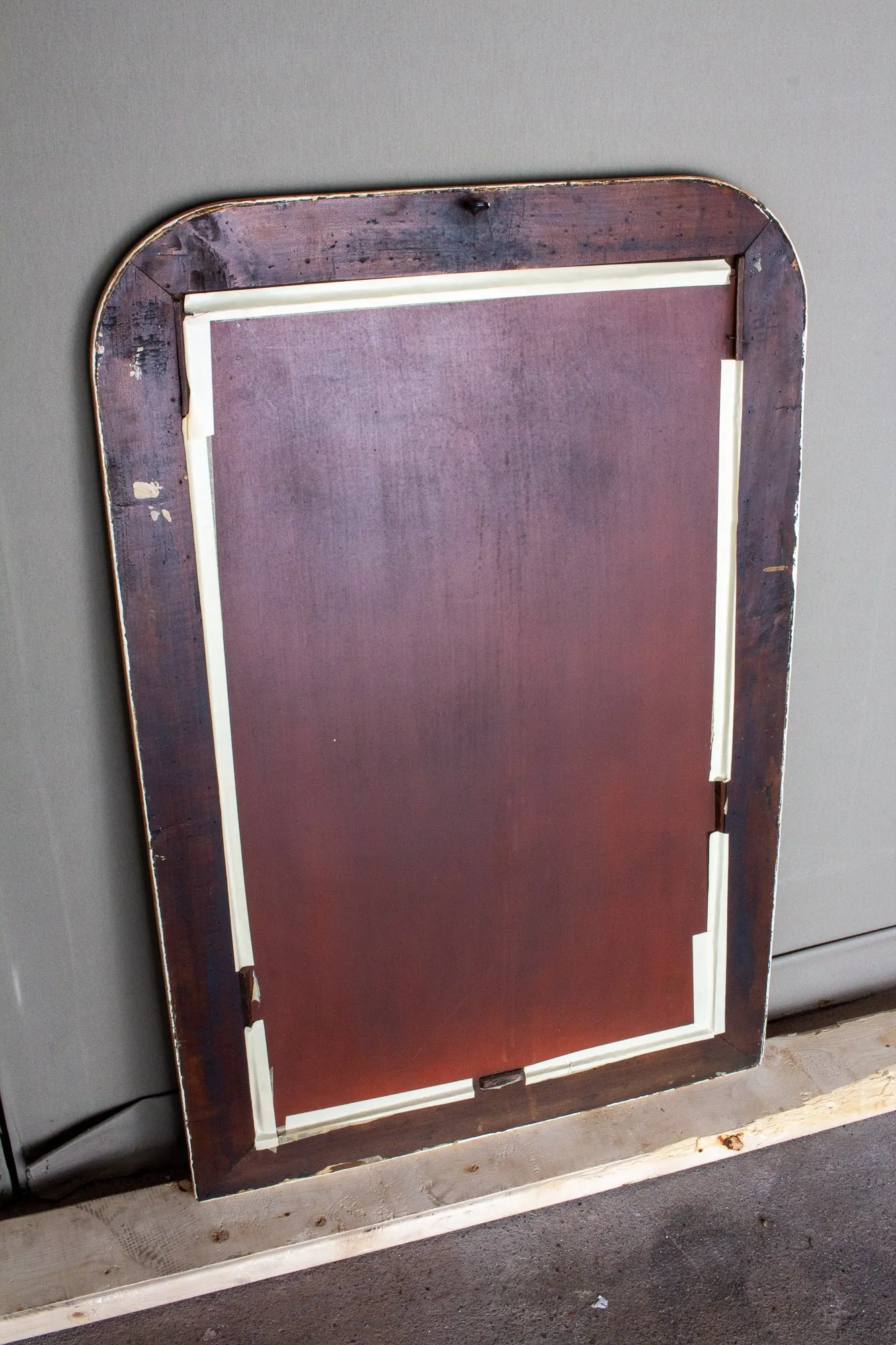 Cream Painted Antique French Louis Philippe Mirror